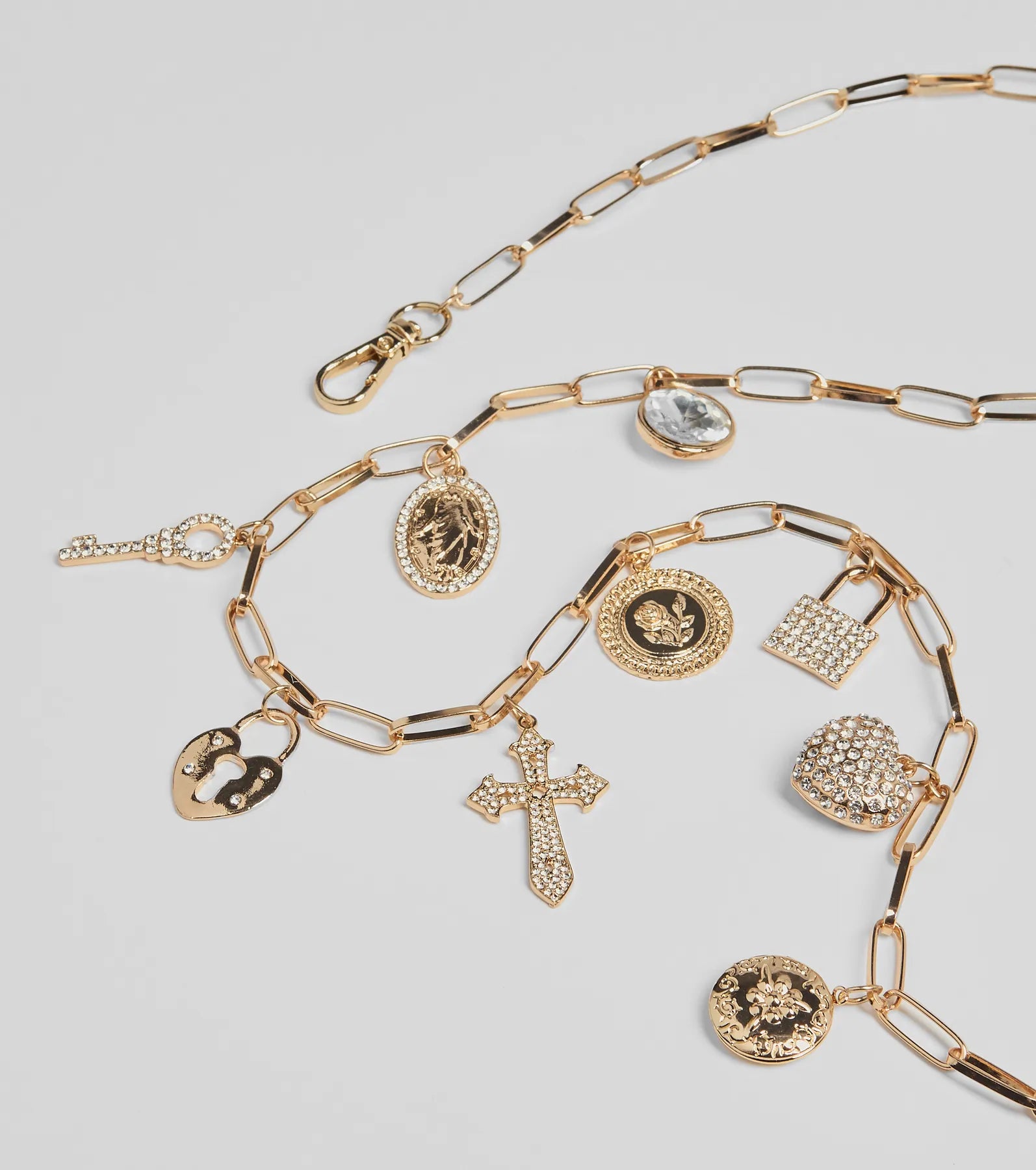 Boho Chic Multi Charm Chain Metal Belt - Image 2