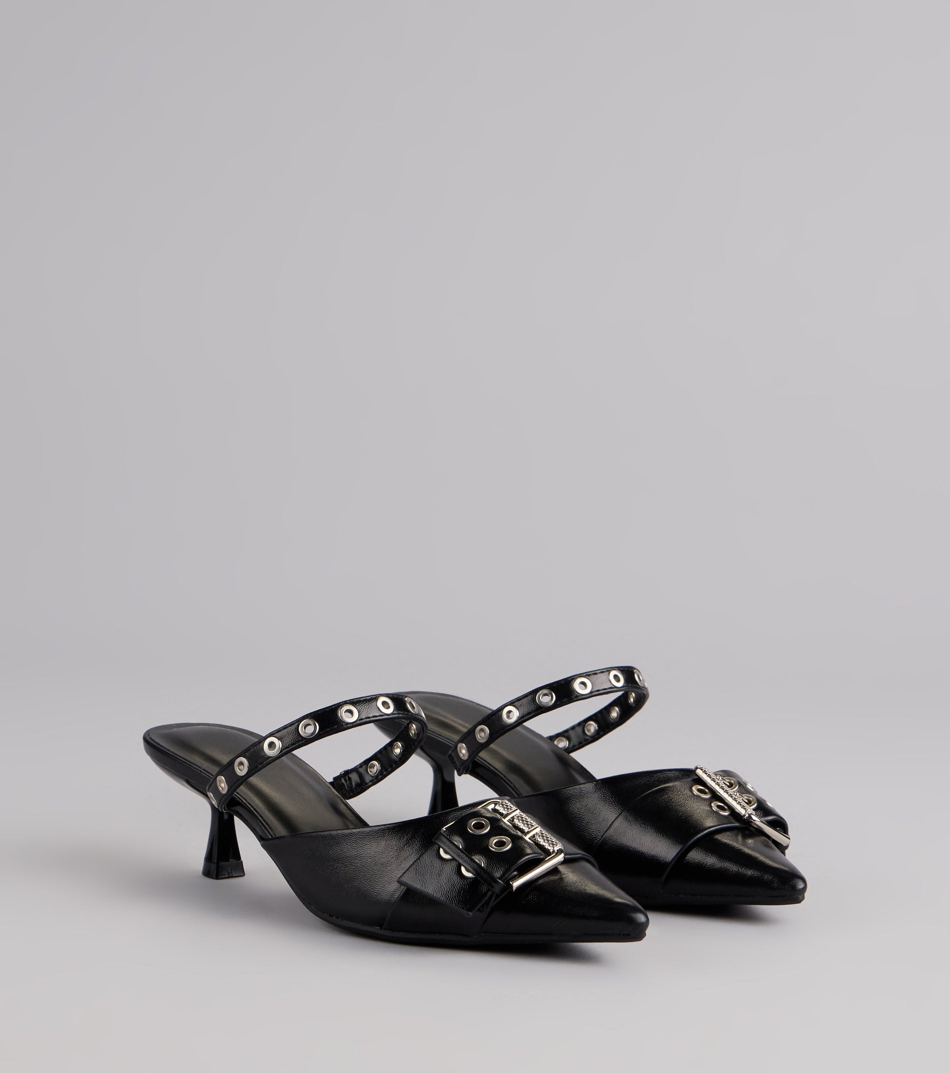 Rebel Chic Buckle Kitten Heels