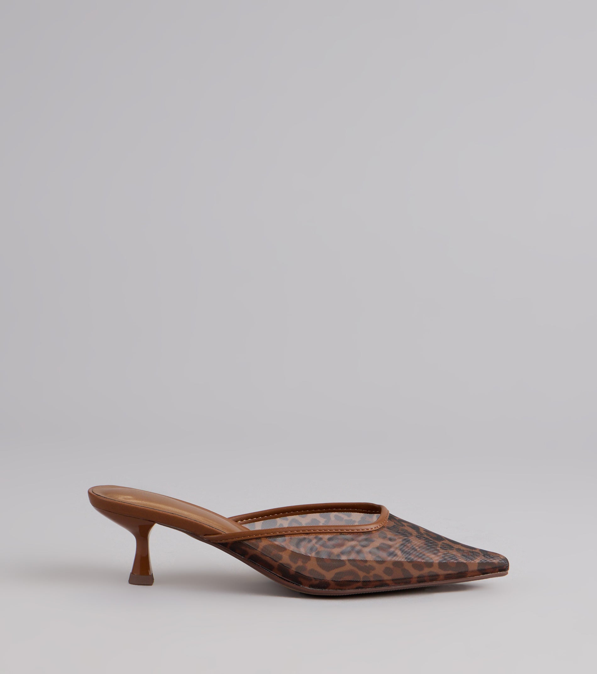 On The Prowl Mesh Leopard Kitten Pumps - Image 2