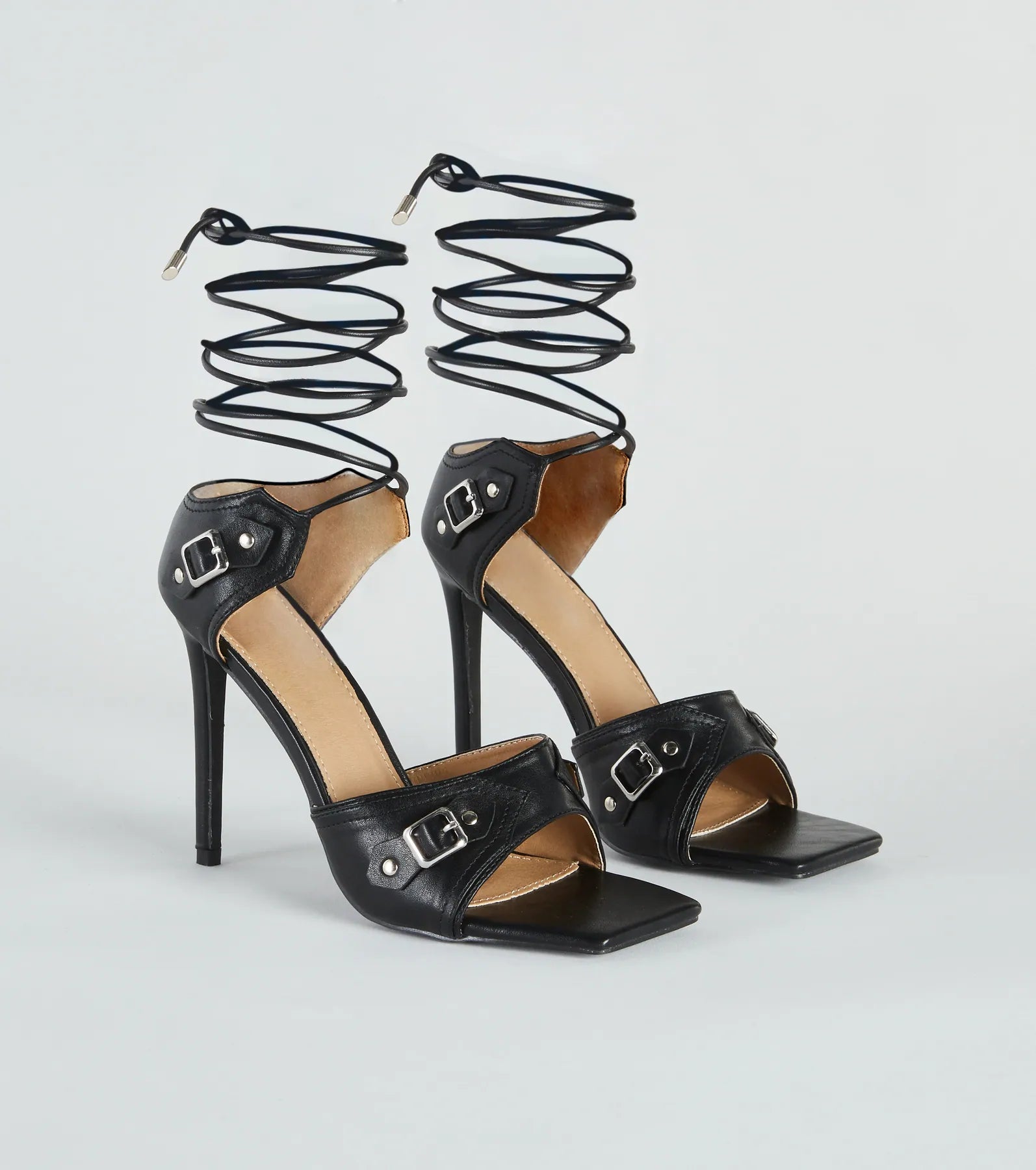 Strapped In Edge Buckle Detail Stiletto Heels