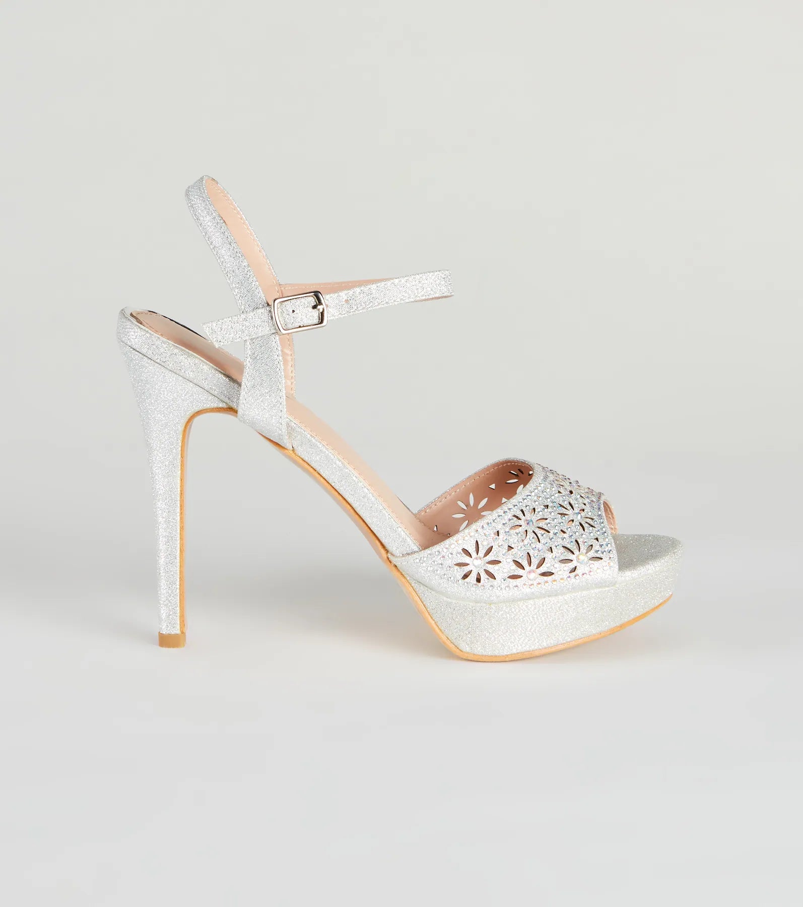 Time To Strut Glitter Flower Stiletto Heels - Image 2