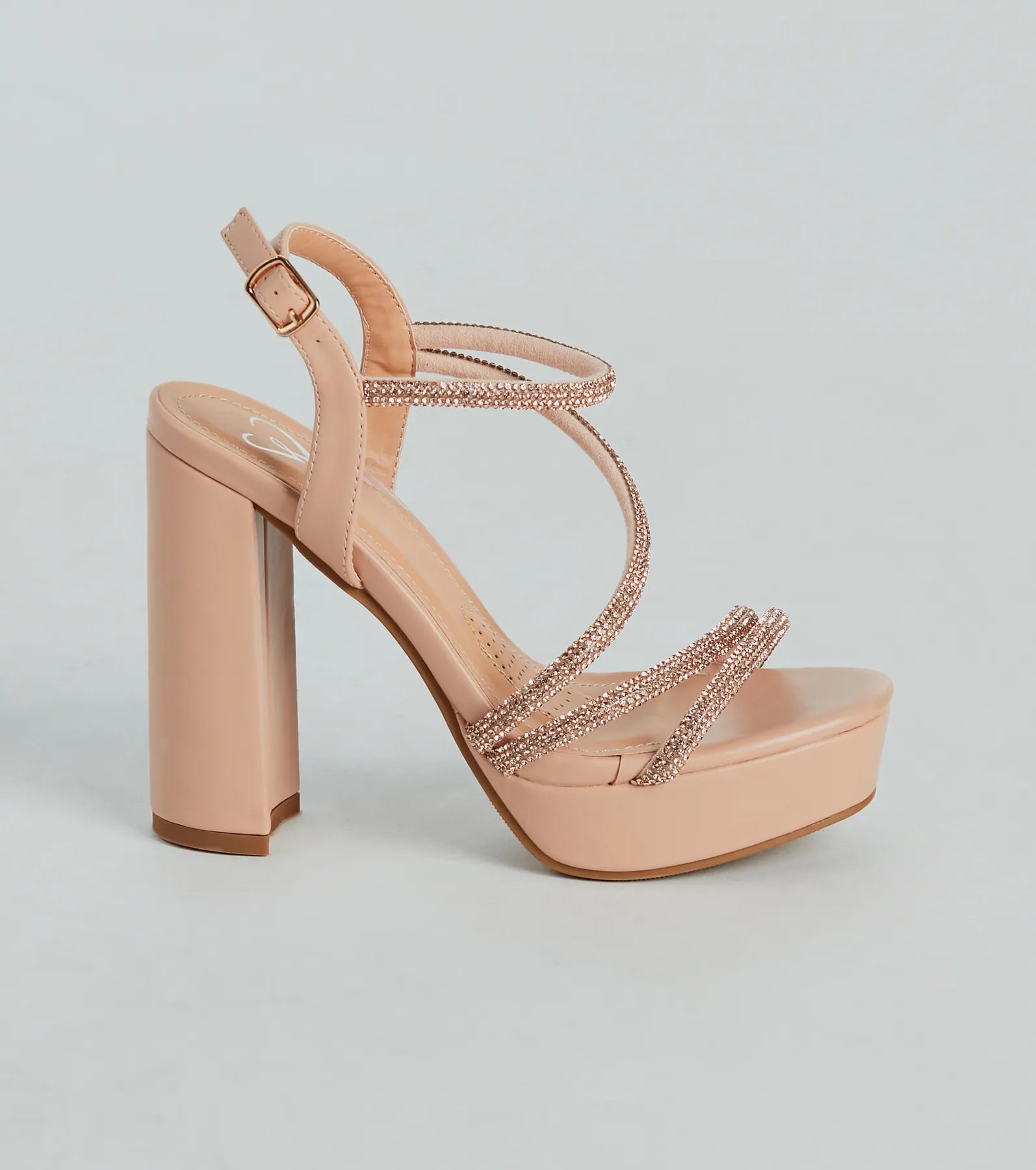 Glam Drama Rhinestone Strappy Platform Heels - Image 2