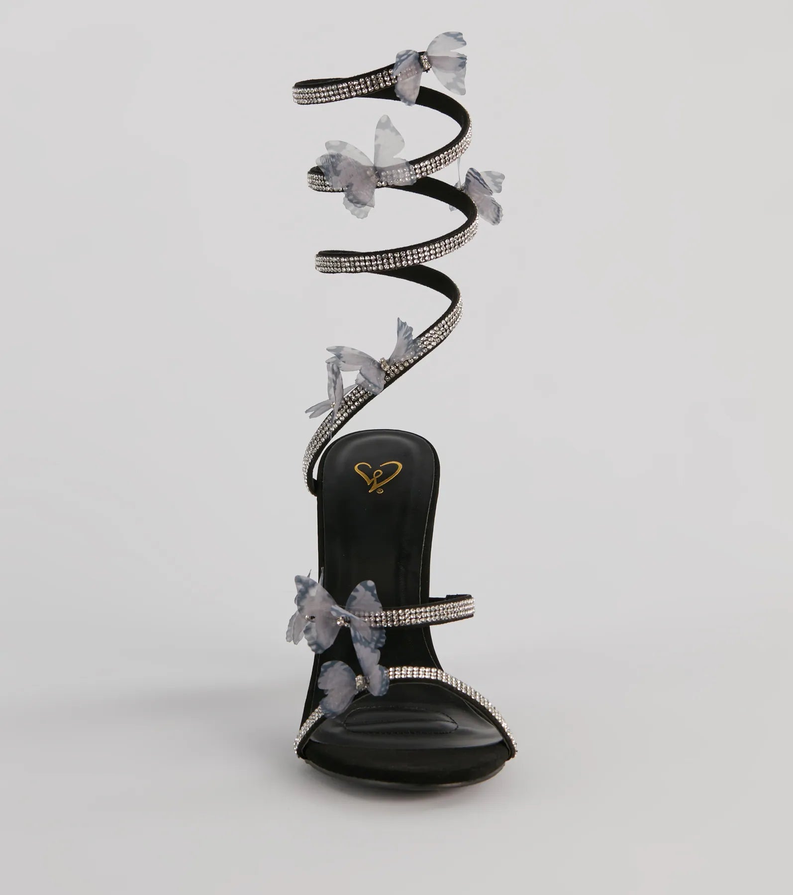 Mythical Babe Butterfly Rhinestone Spiral Stiletto Heels - Image 3