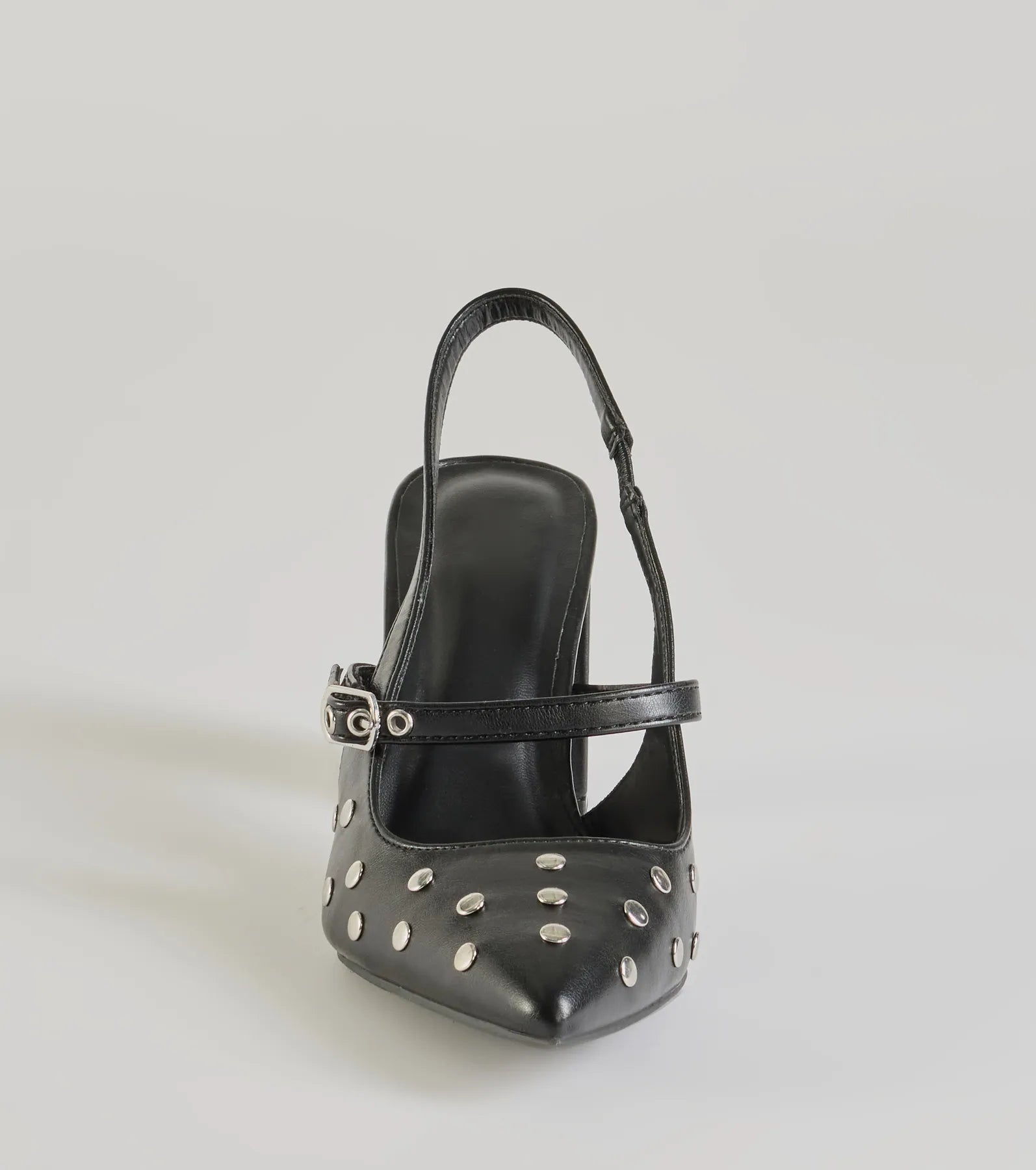 Chic Studded Faux Leather Sling-Back Pumps - Image 3