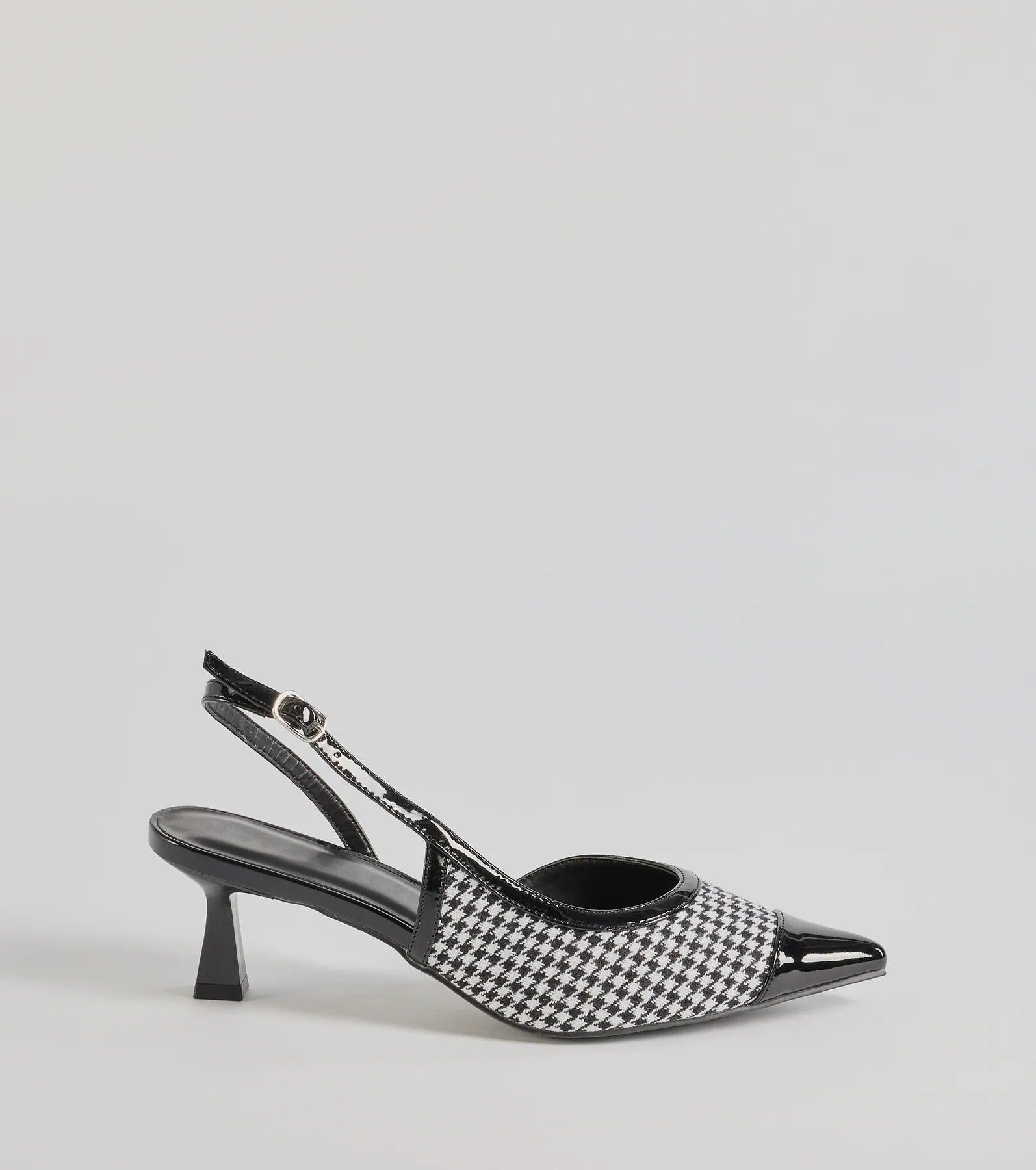 Pattern Play Houndstooth Sling-Back Kitten Heel Pumps - Image 2