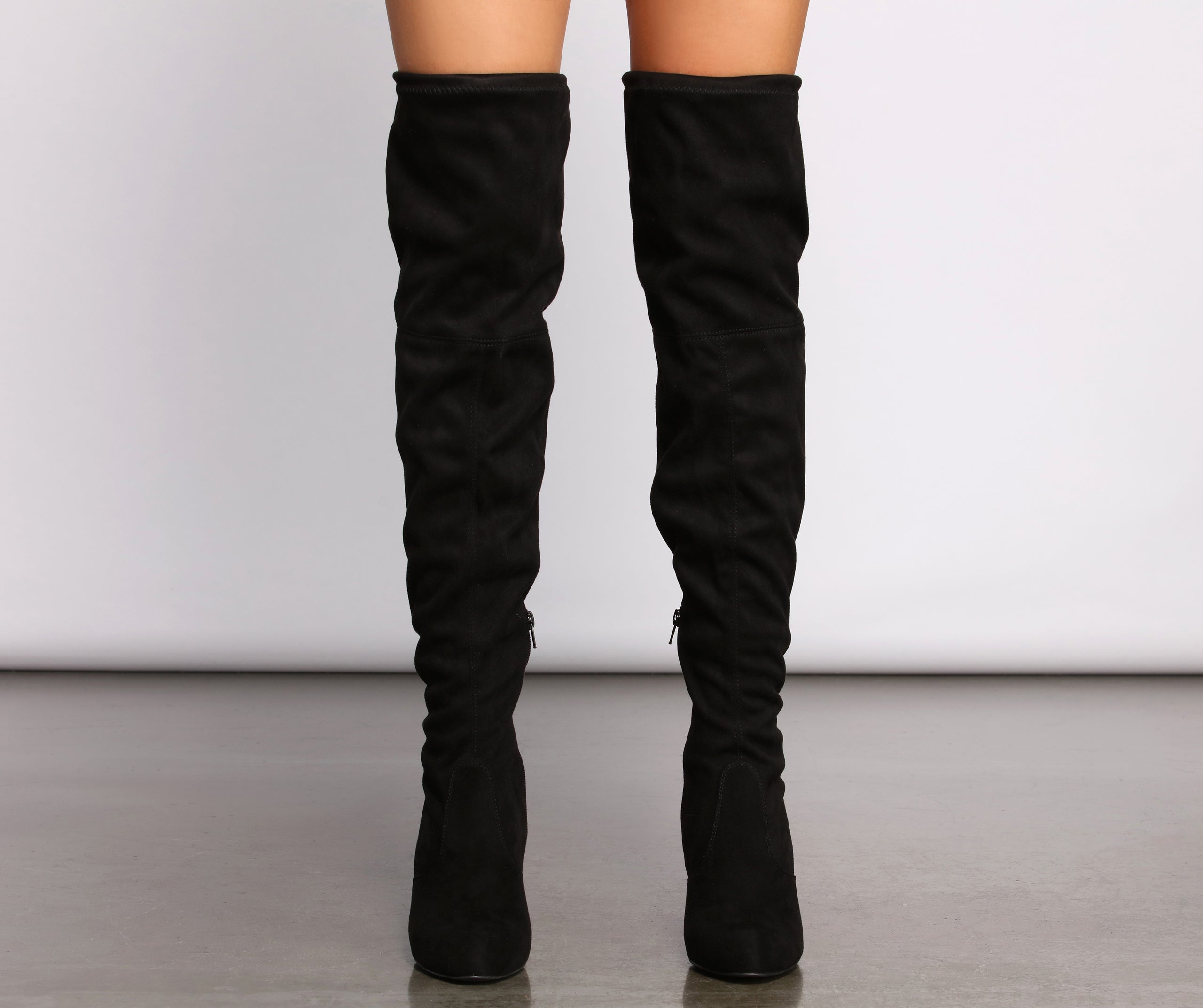 A Chic Vibe Over The Knee Block Heeled Boots - Image 3