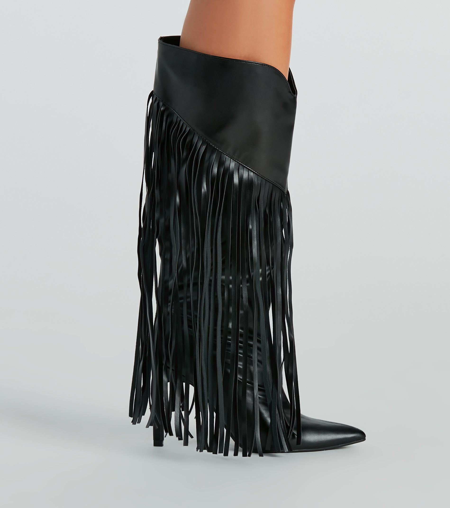 Shaking It Faux Leather Metallic Fringe Boots - Image 8