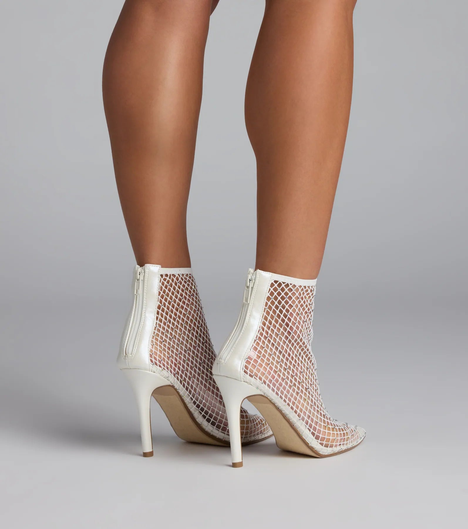 Up To No Good Rhinestone Fishnet Booties - Image 8