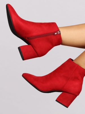 Lady In Red Block Heel Booties