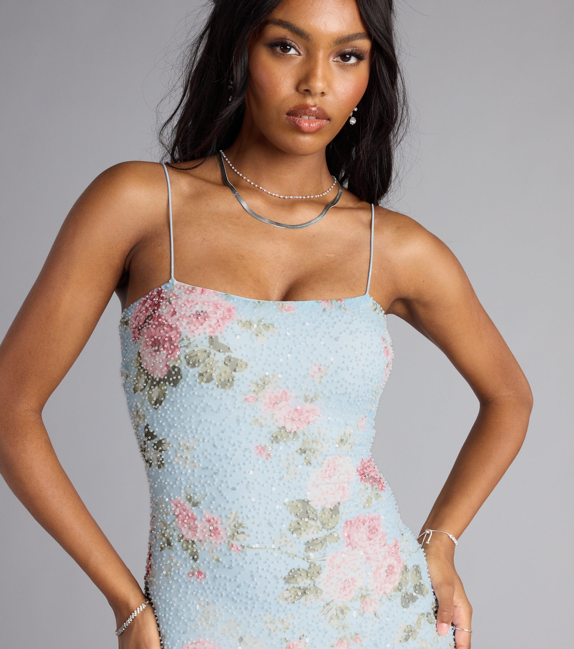 Analeia Floral Cutout Beaded Mini Dress - Image 4