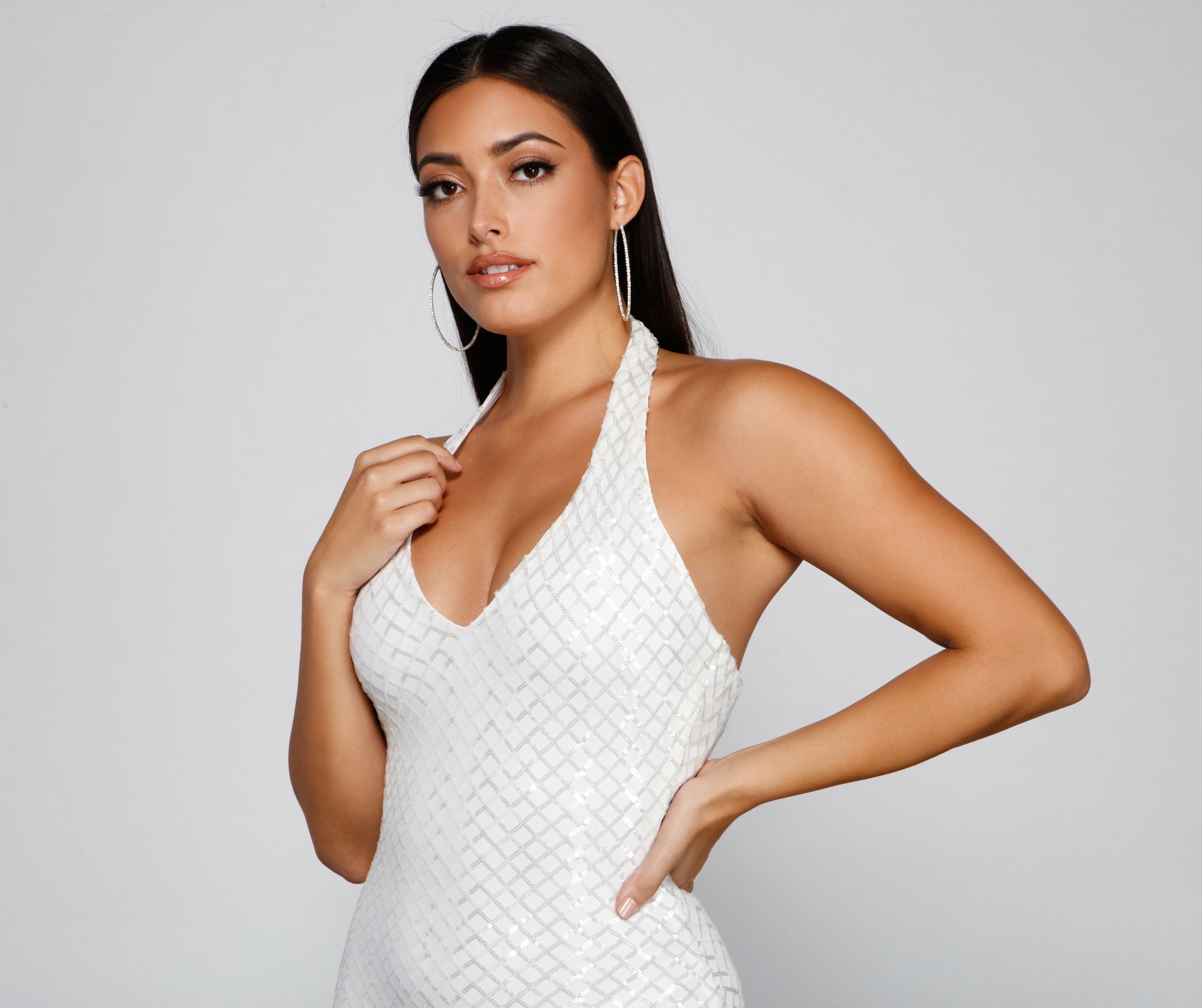 Eloise Formal Sequin Halter Mini Dress - Image 4