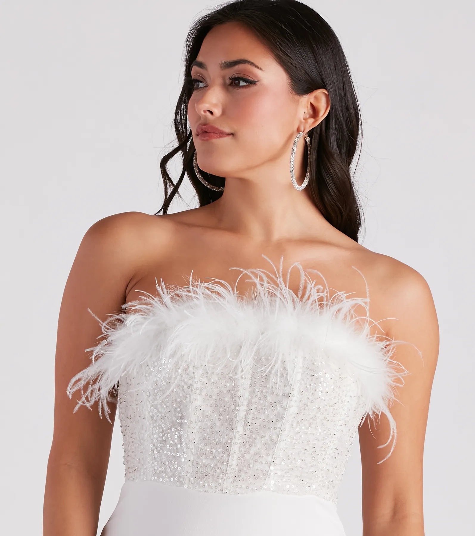 Anabelle Feather Corset Party Dress - Image 4