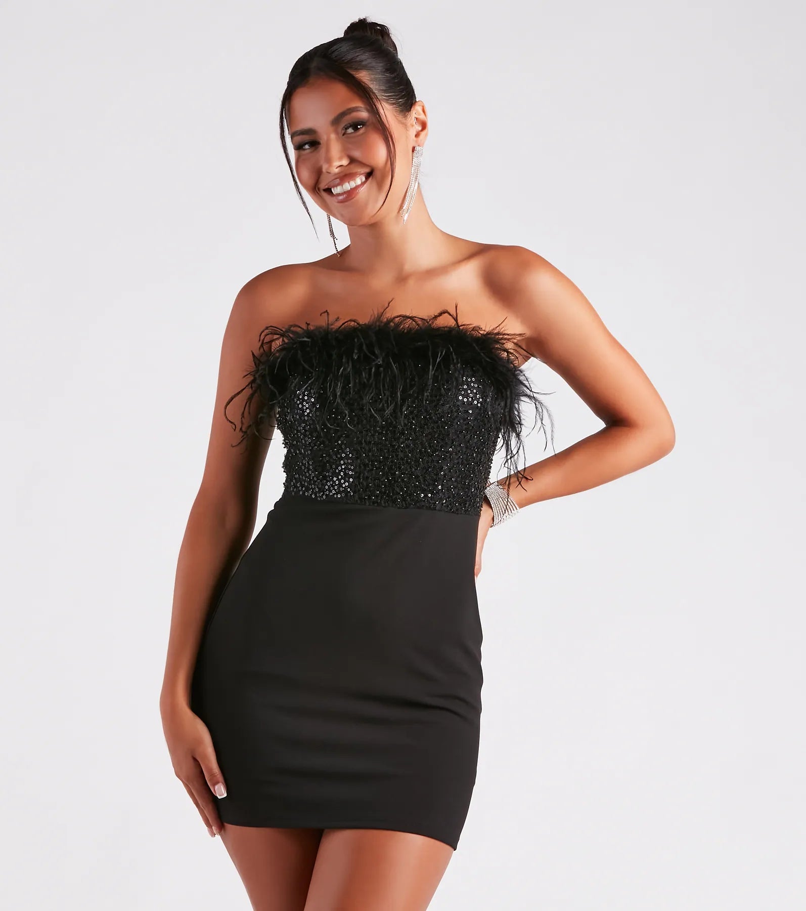 Anabelle Feather Corset Party Dress - Image 5