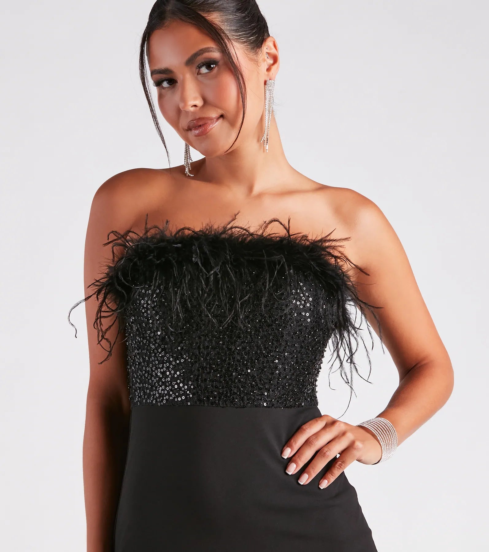 Anabelle Feather Corset Party Dress - Image 8