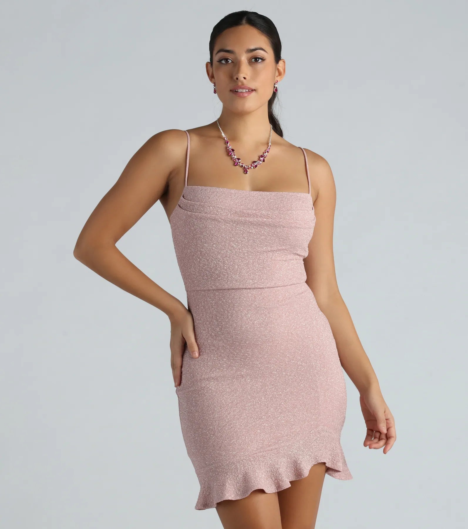Edna Glitter Ruffle Party Mini Dress - Image 5