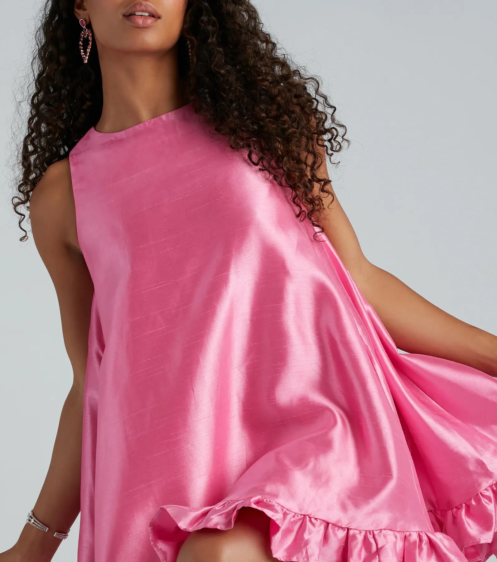 Maizie Taffeta Faux Pearl Button A-Line Dress - Image 4