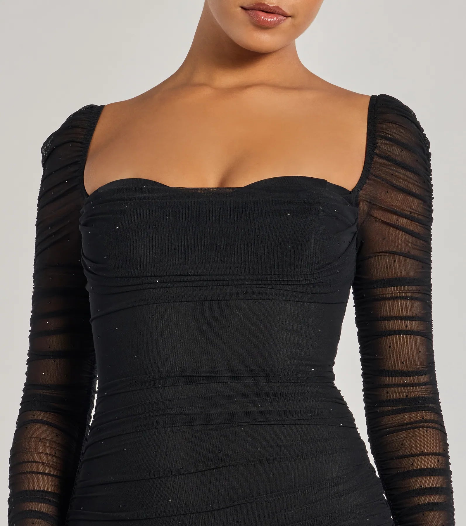 Kari Long Sleeve Studded Ruched Mini Dress - Image 9