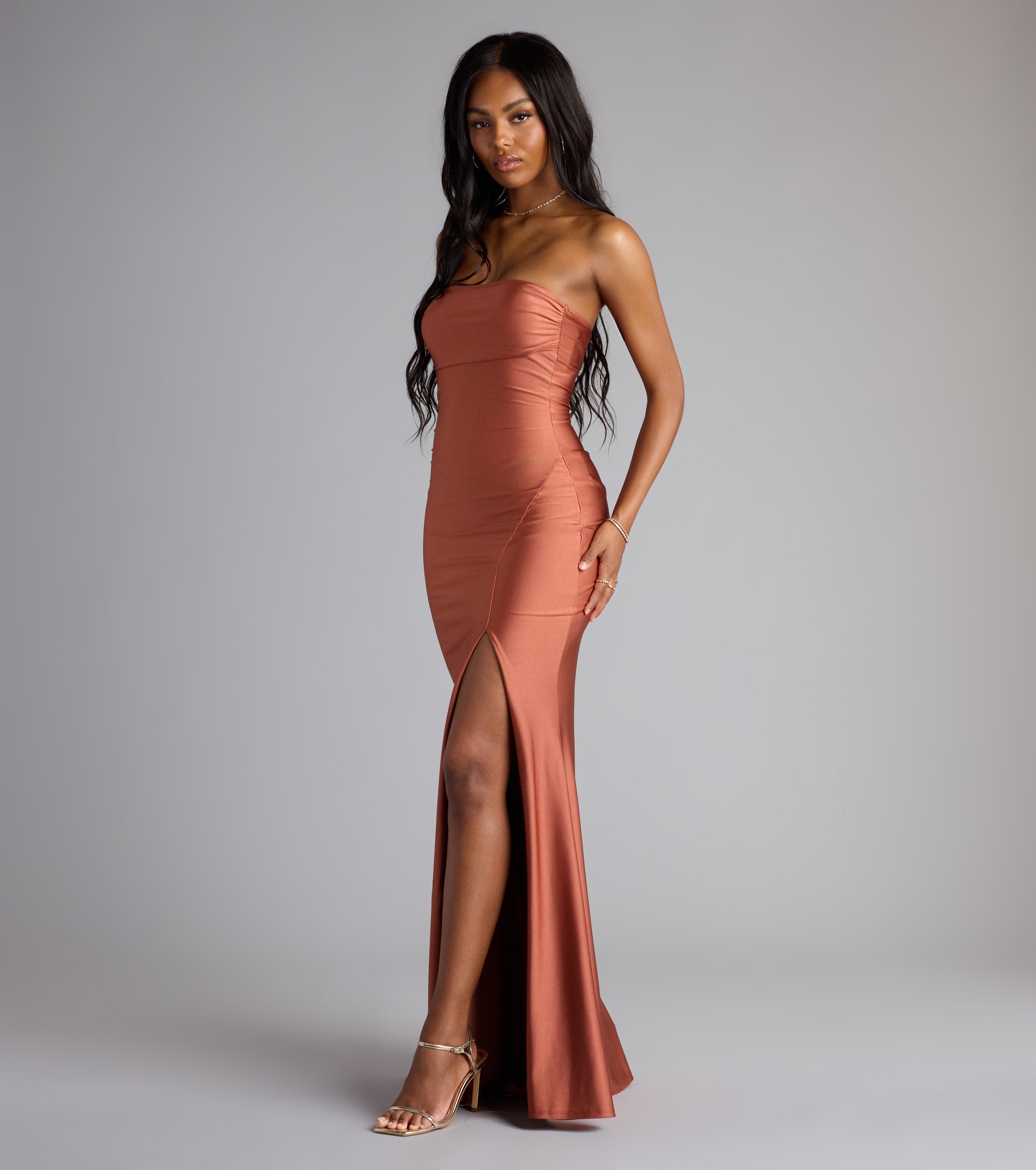 Cheryl Strapless Slit Mermaid Formal Dress - Image 48