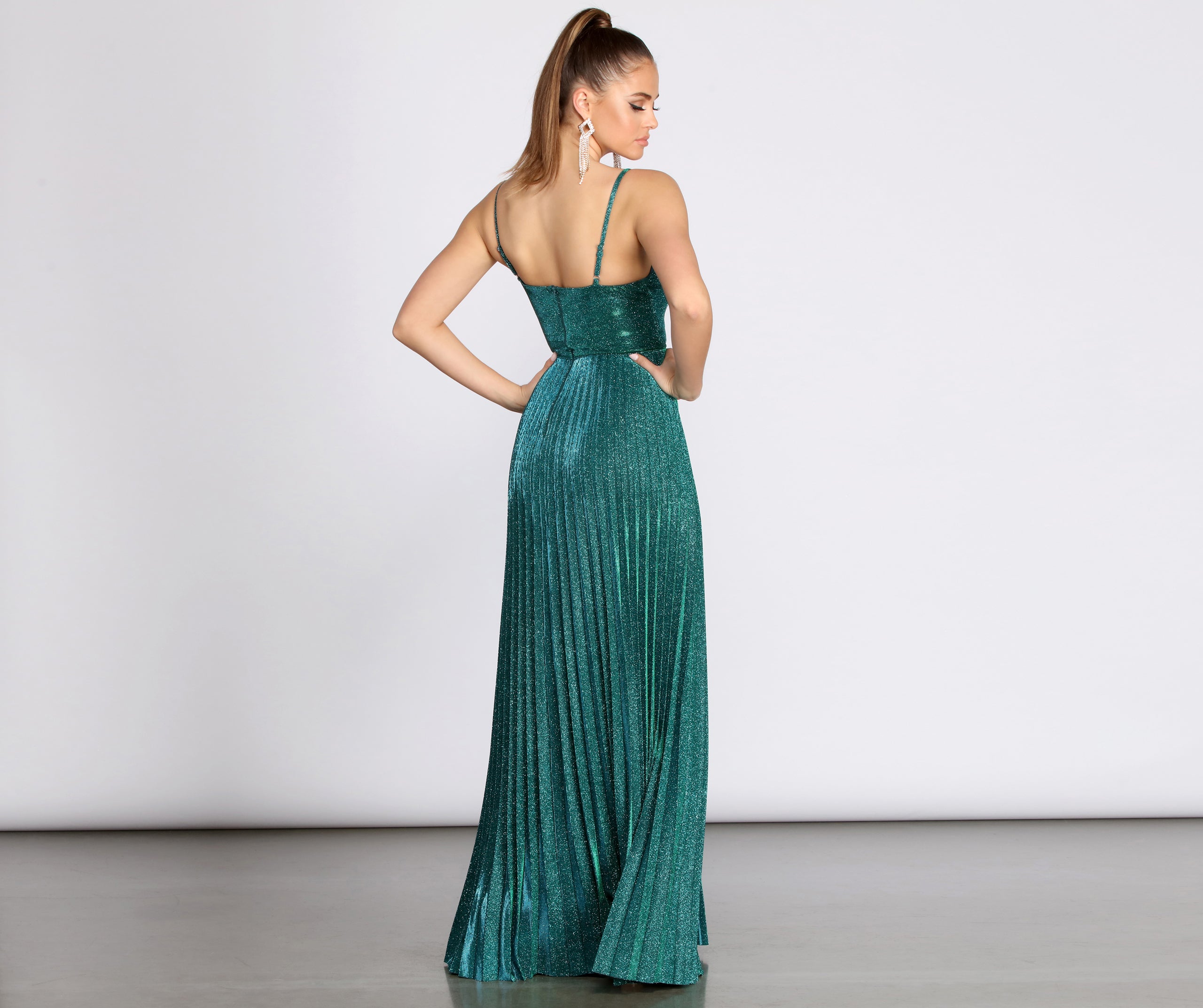 Aida Glitter Shine Pleated A-Line Dress - Image 2