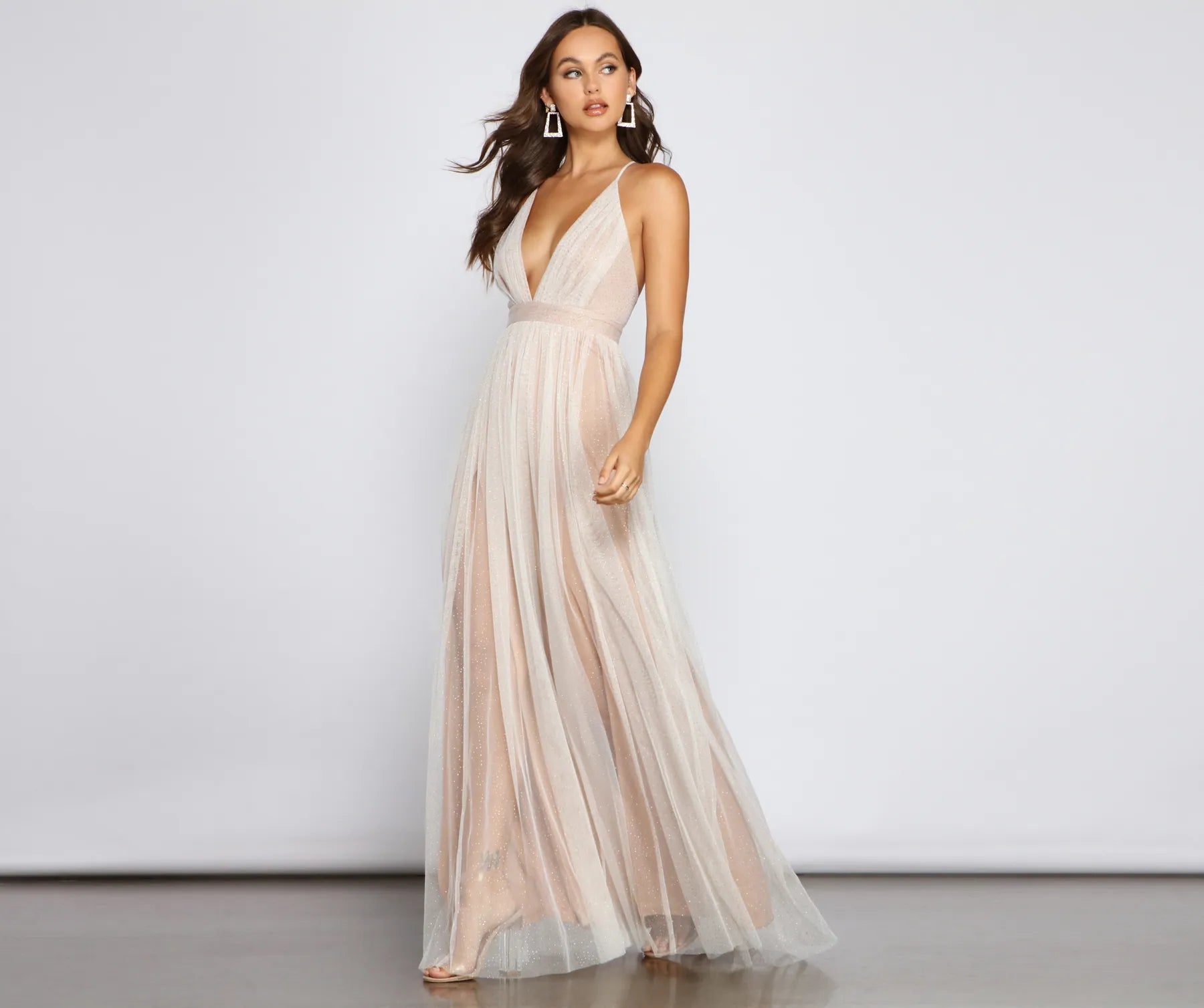 Corinne Glitter Tulle A-Line Formal Dress - Image 3