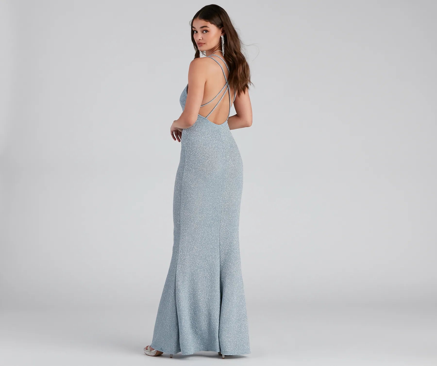 Avalee Formal Glitter Laceup Dress - Image 2