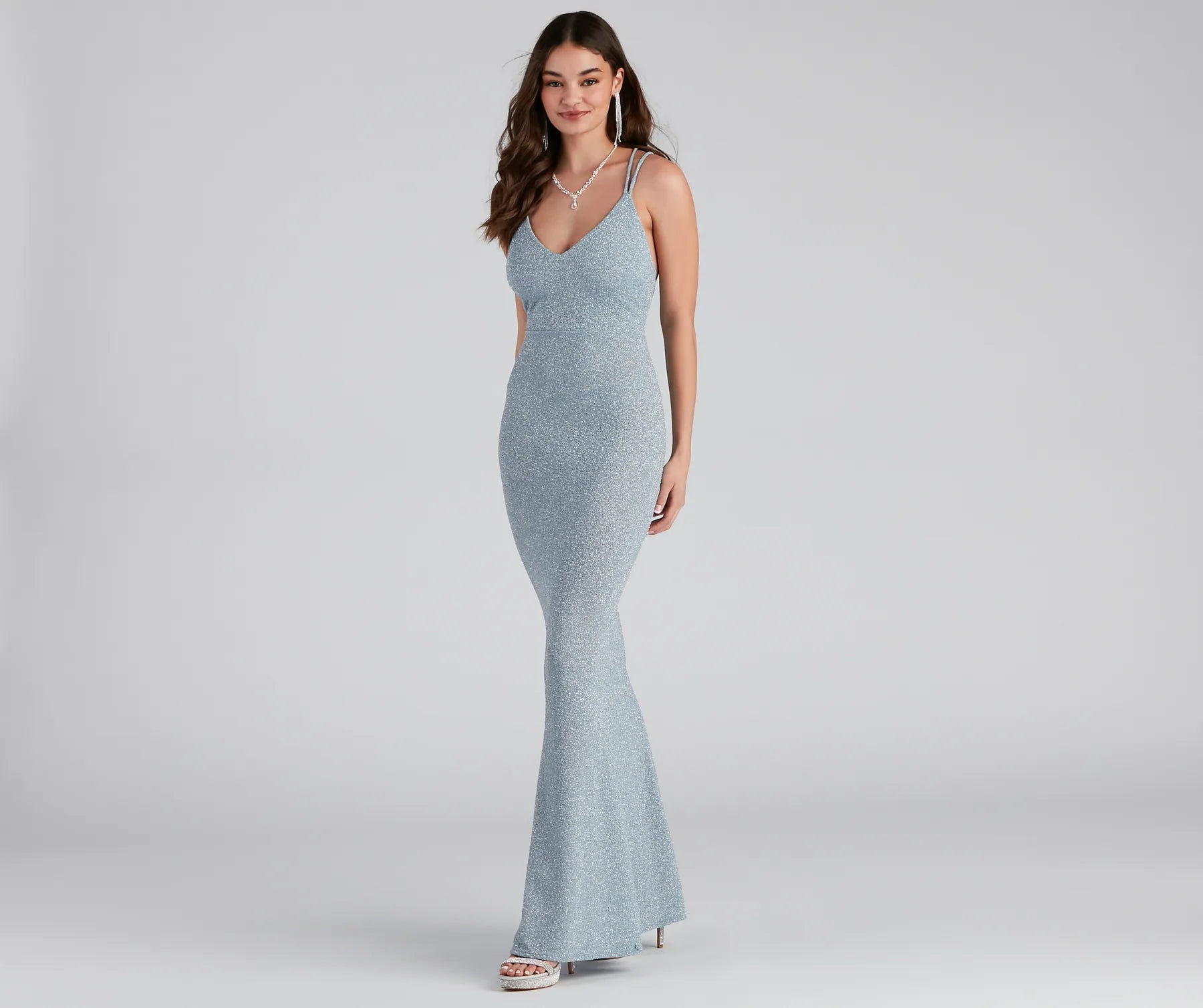 Avalee Formal Glitter Laceup Dress - Image 3