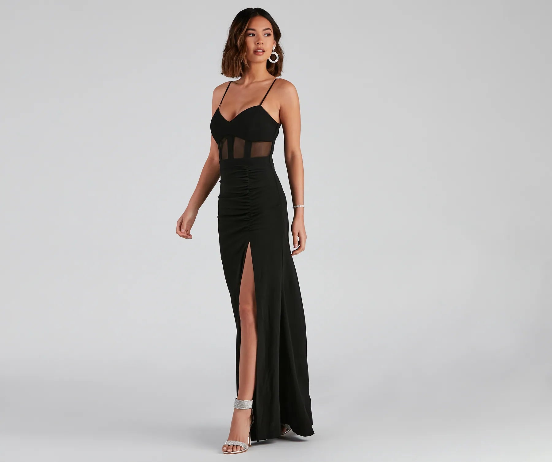Alexia Formal High Slit Illusion Dress - Image 3