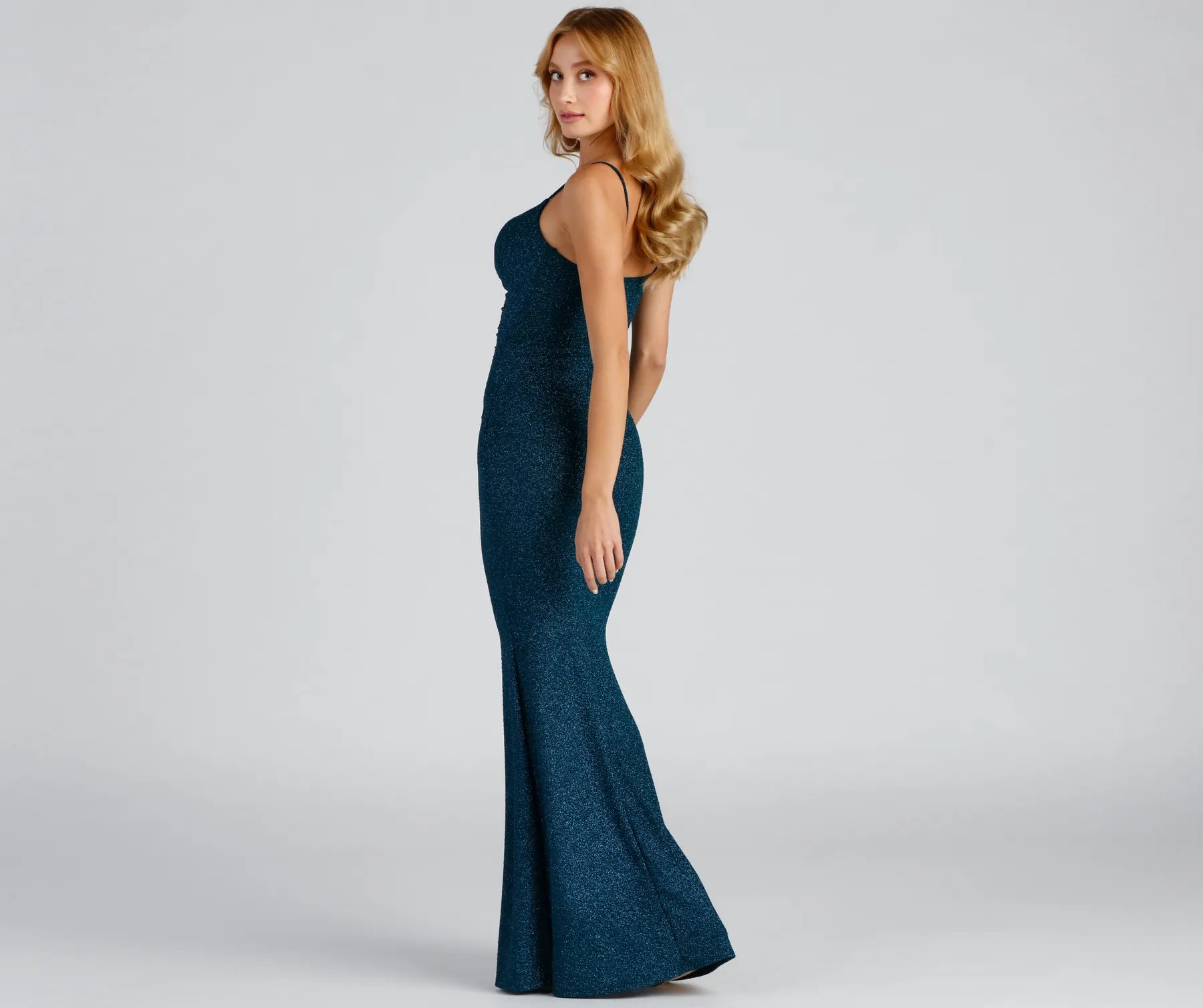 Stacy Glitter Knit Mermaid Formal Dress - Image 2