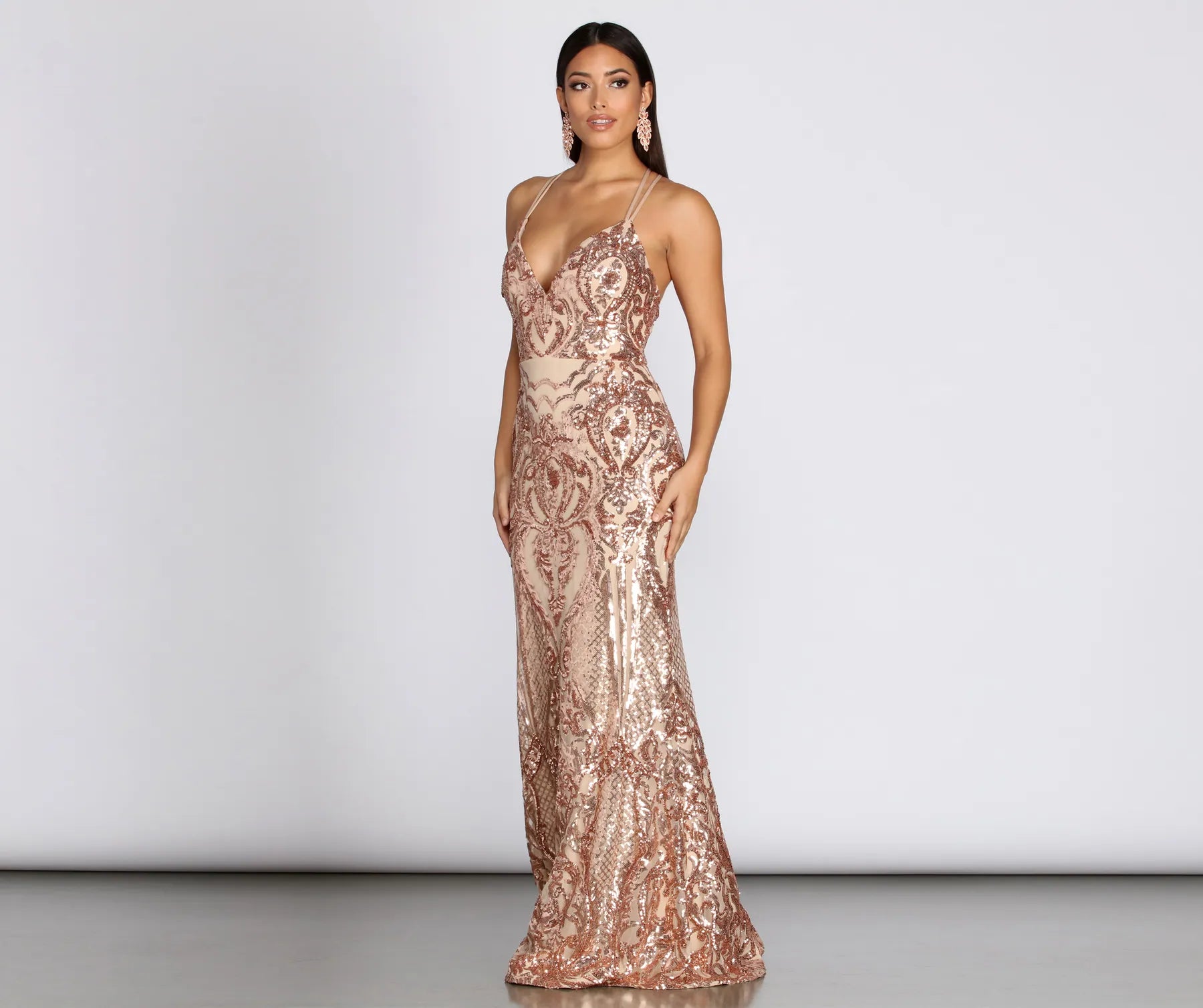 Julieanne Formal Sequin Scroll Dress - Image 3