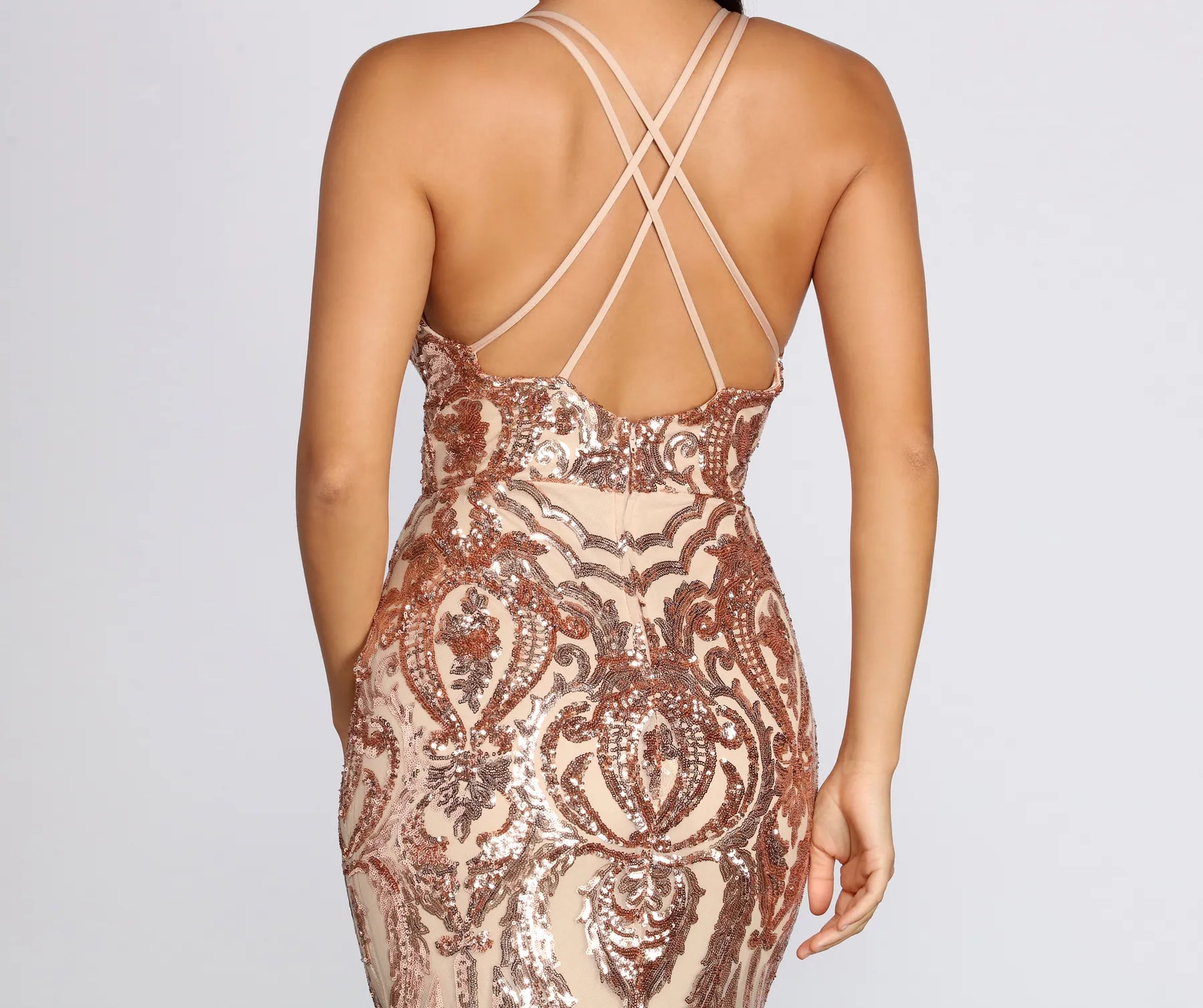 Julieanne Formal Sequin Scroll Dress - Image 4