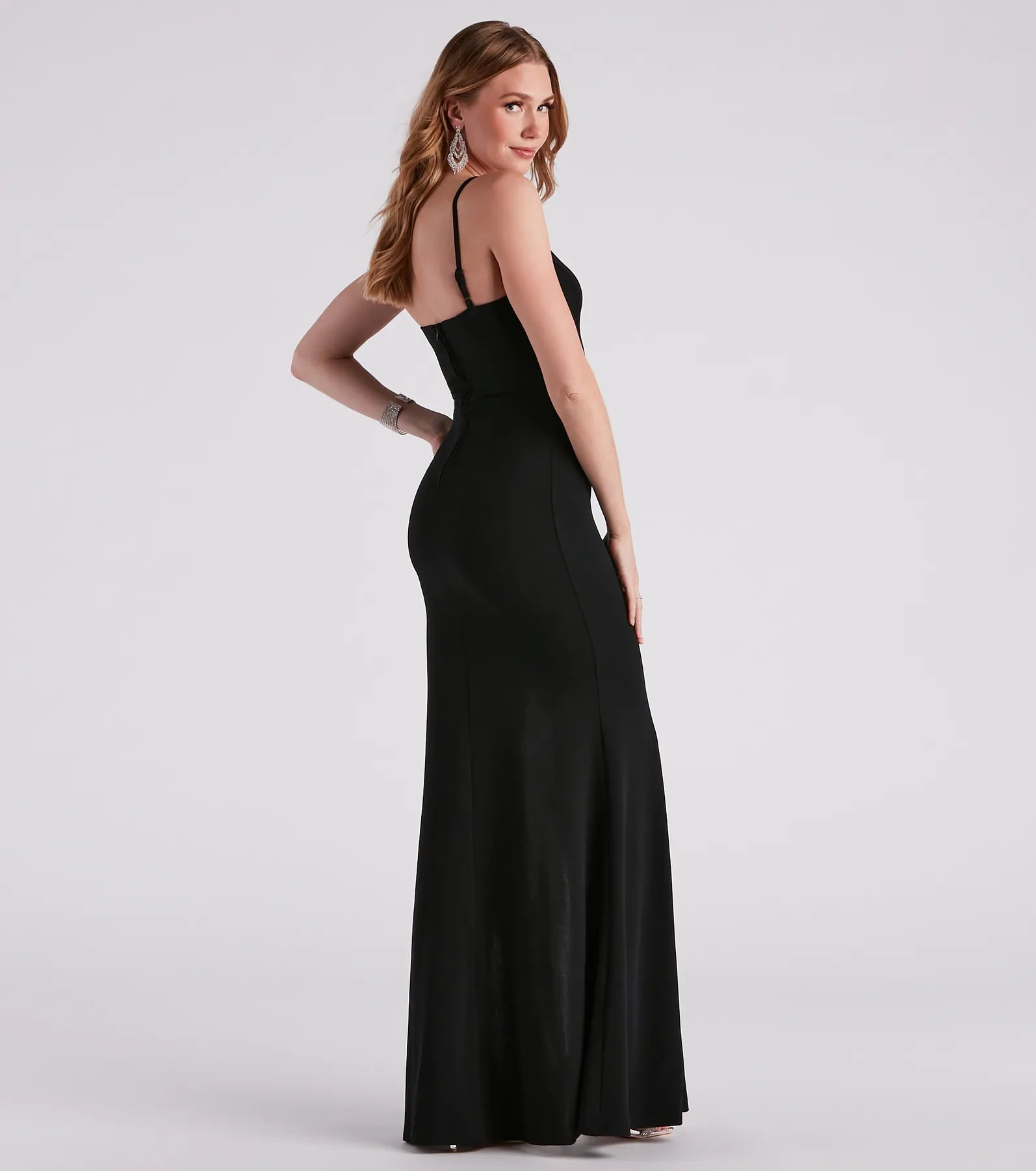 Raven Formal Crepe Rhinestone Trim Dress - Image 2