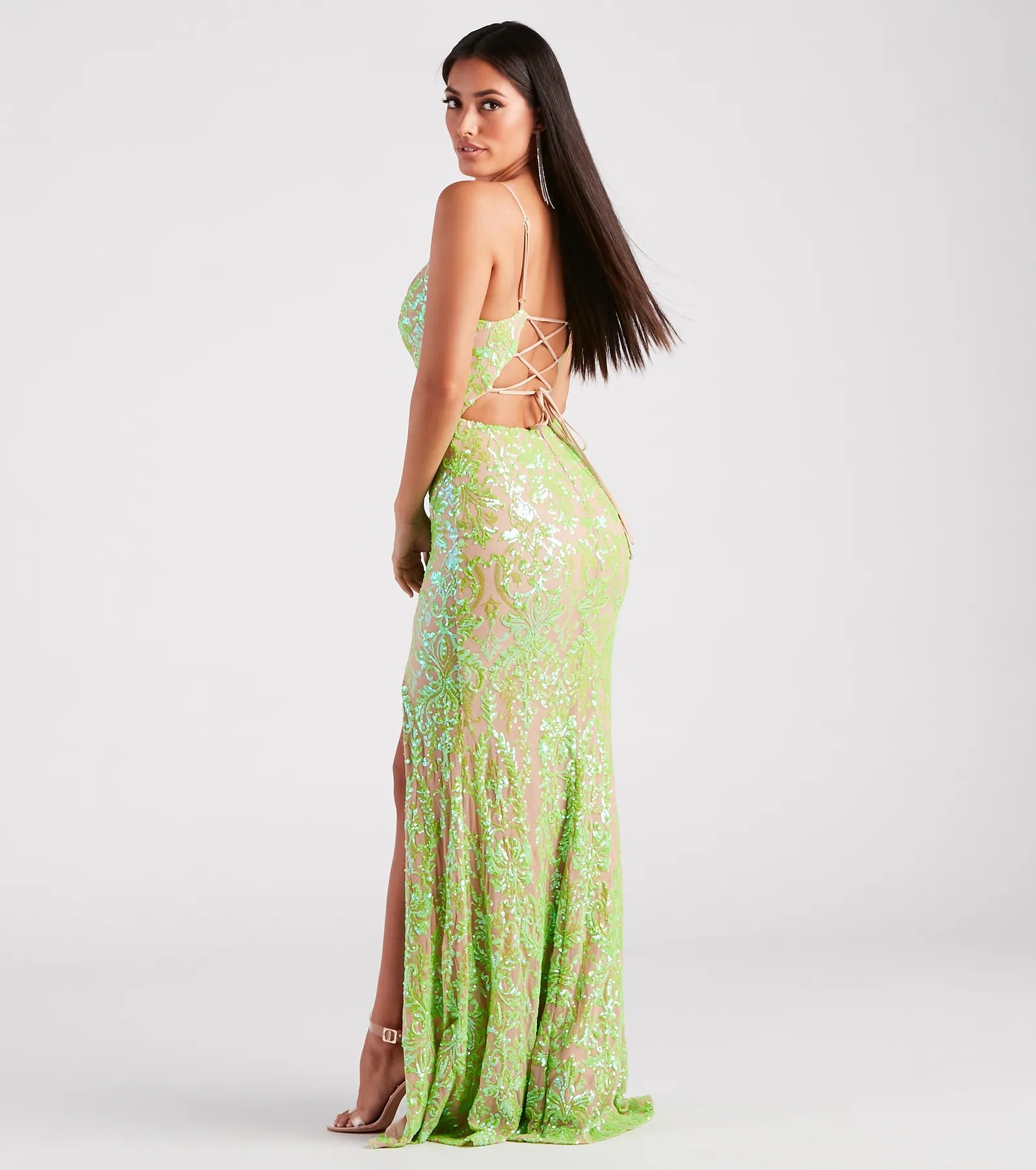 Brandy Formal Sequin Lace-Up Mermaid Dress - Image 2