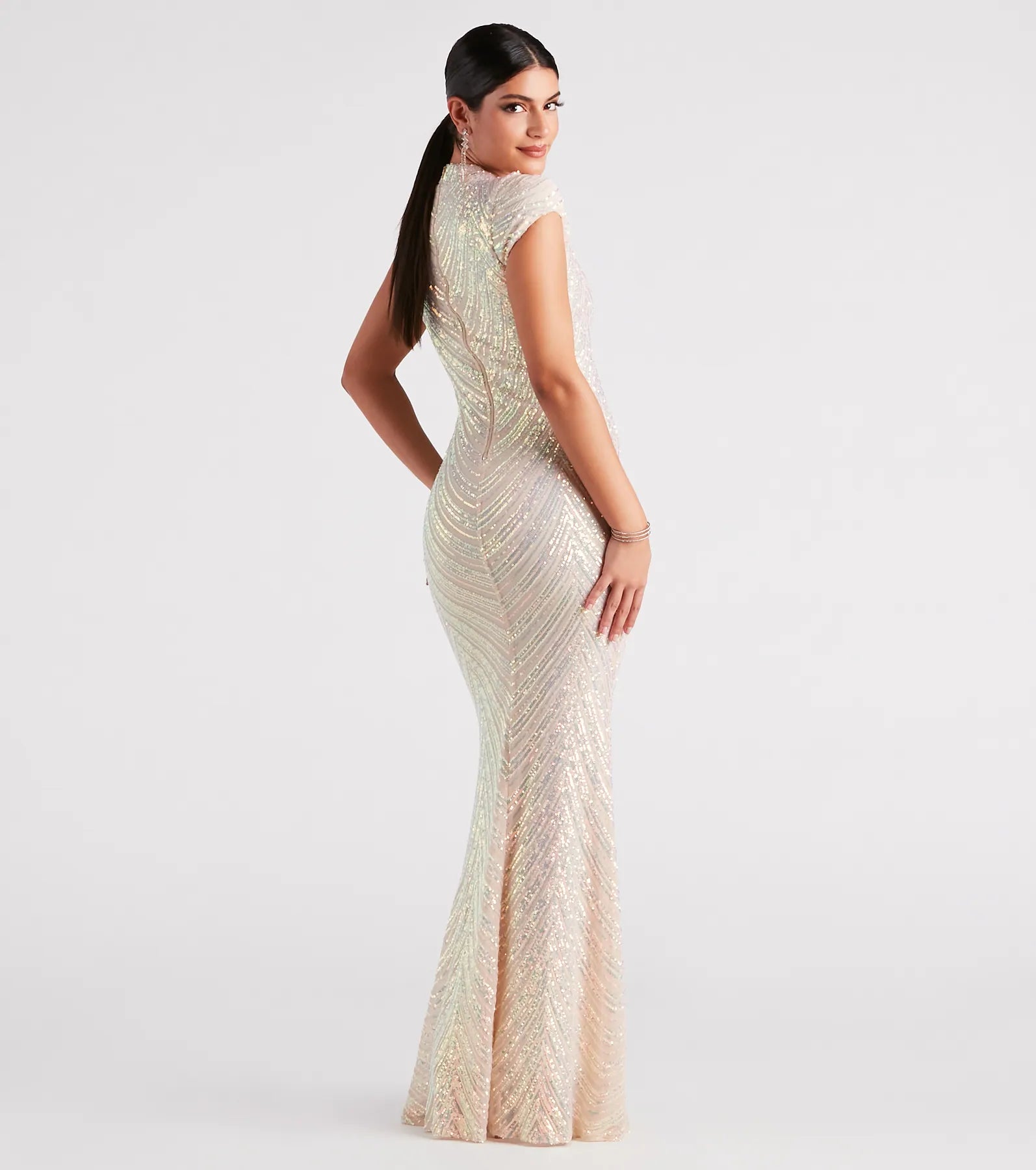 Justine Formal Sequin Mock Neck Mermaid Dress - Image 2