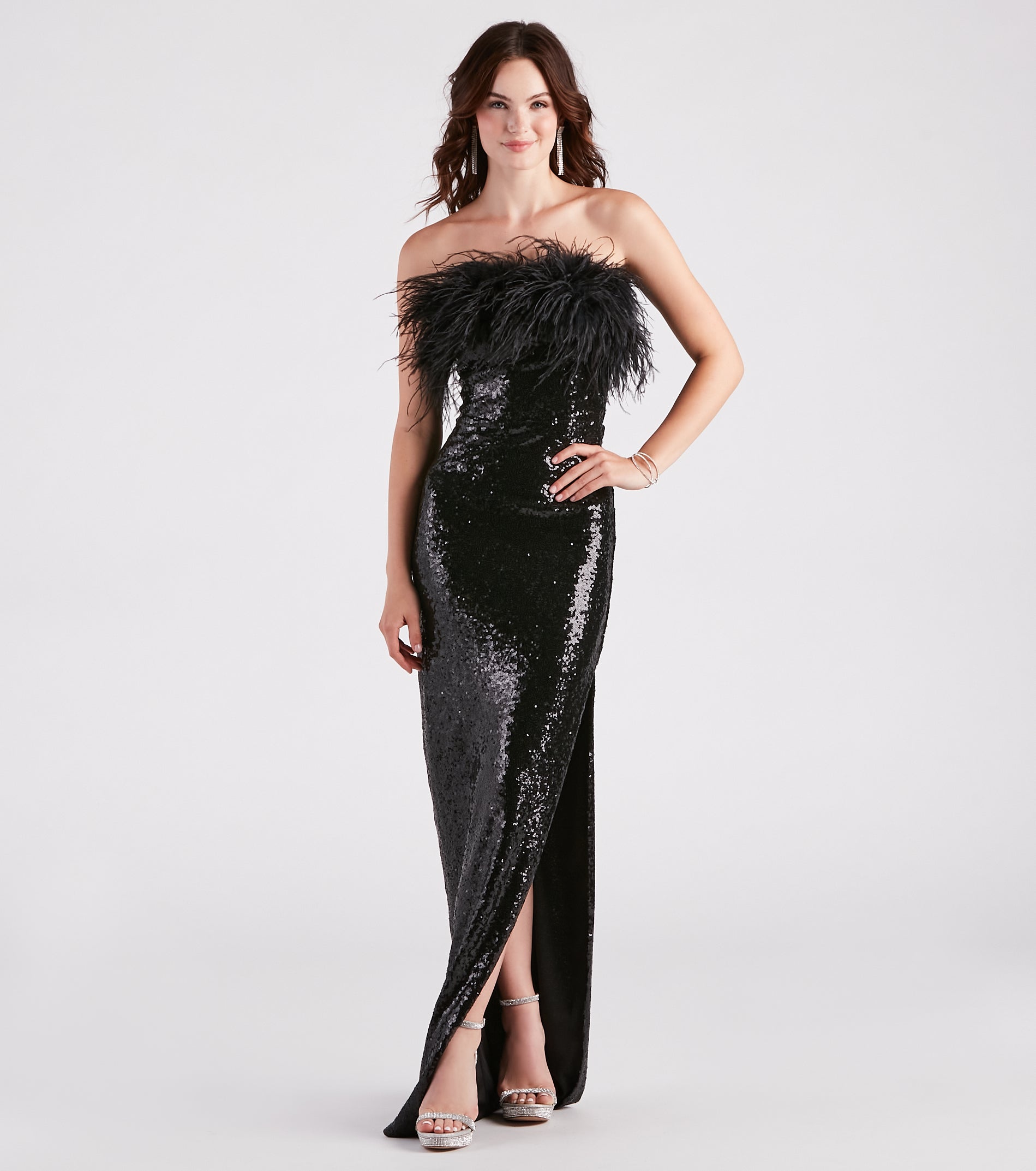 Zuri Formal Sequin Feather Mermaid Dress - Image 5