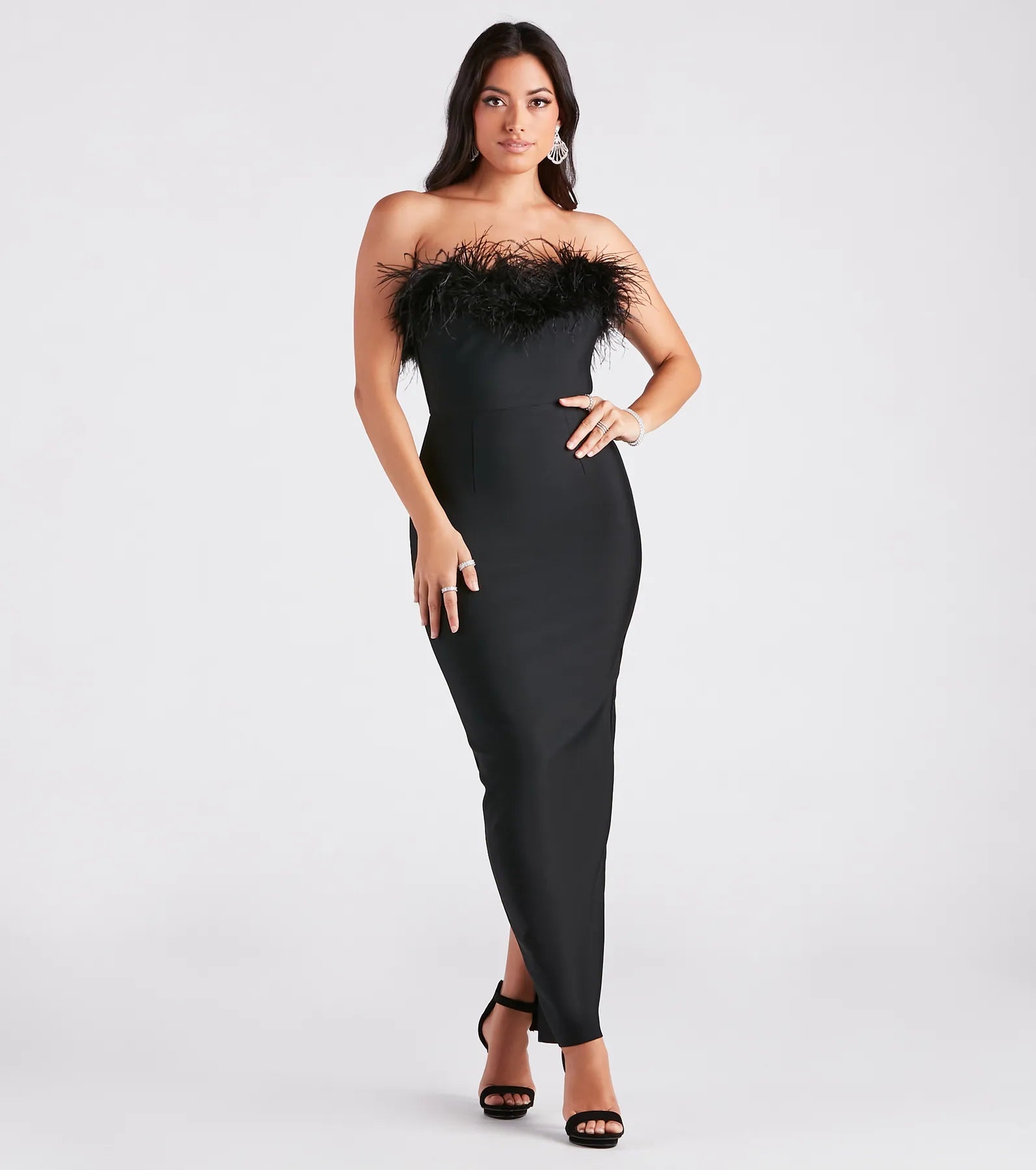 Olivia Formal Marabou Feather Bandage Dress - Image 5