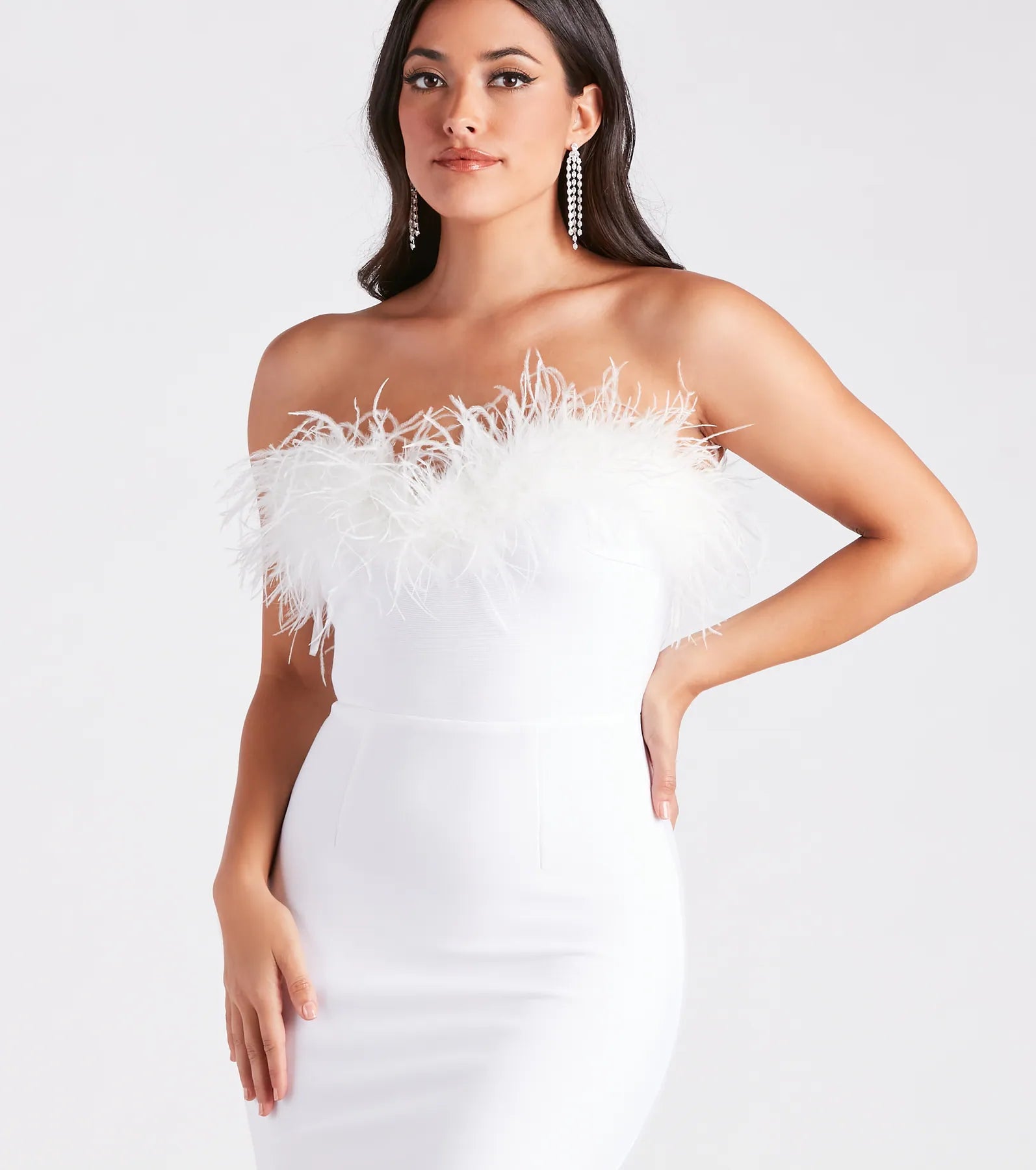 Olivia Formal Marabou Feather Bandage Dress - Image 4