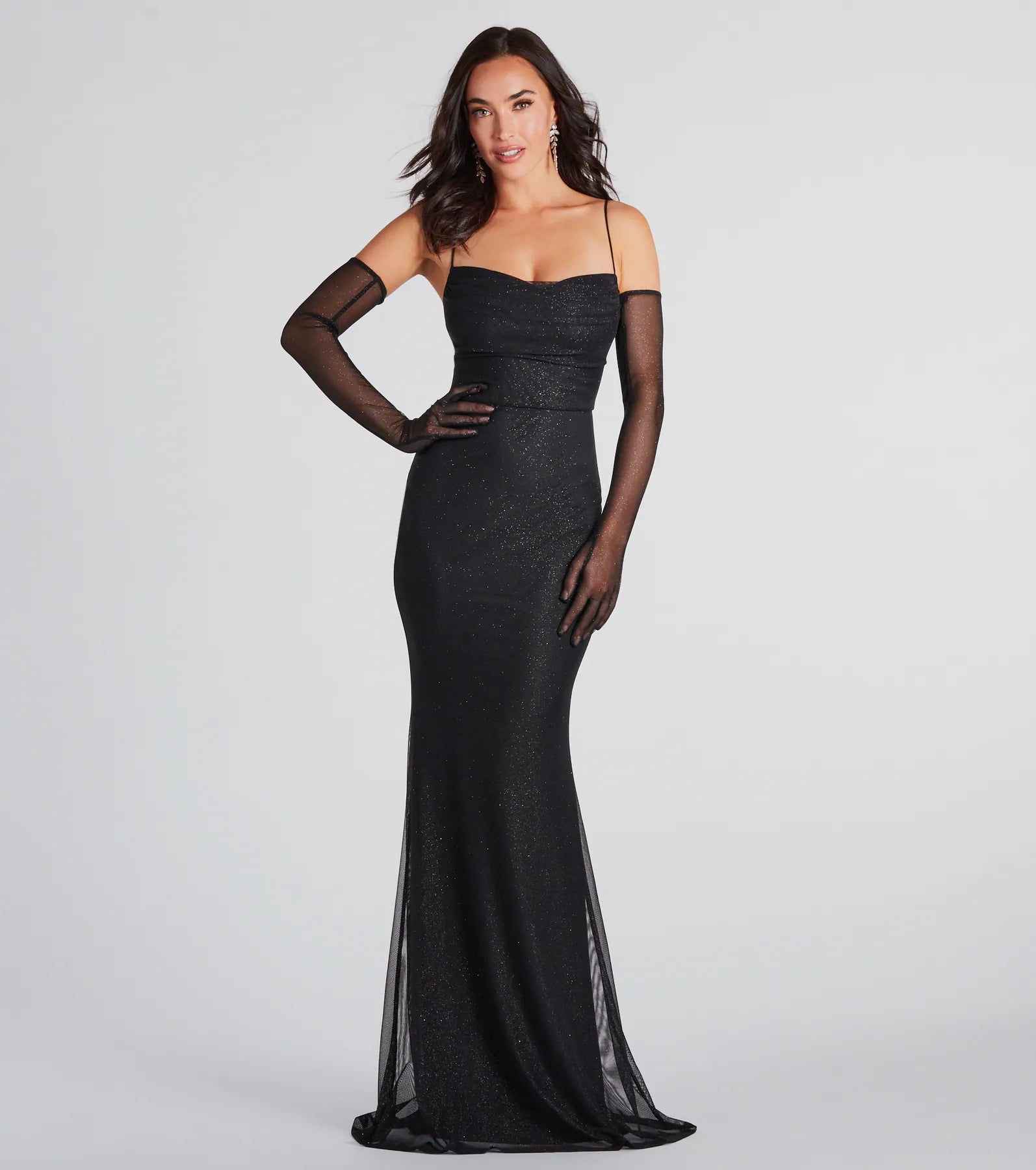 Kristi Formal Glitter Mermaid Dress With Gloves - Image 5