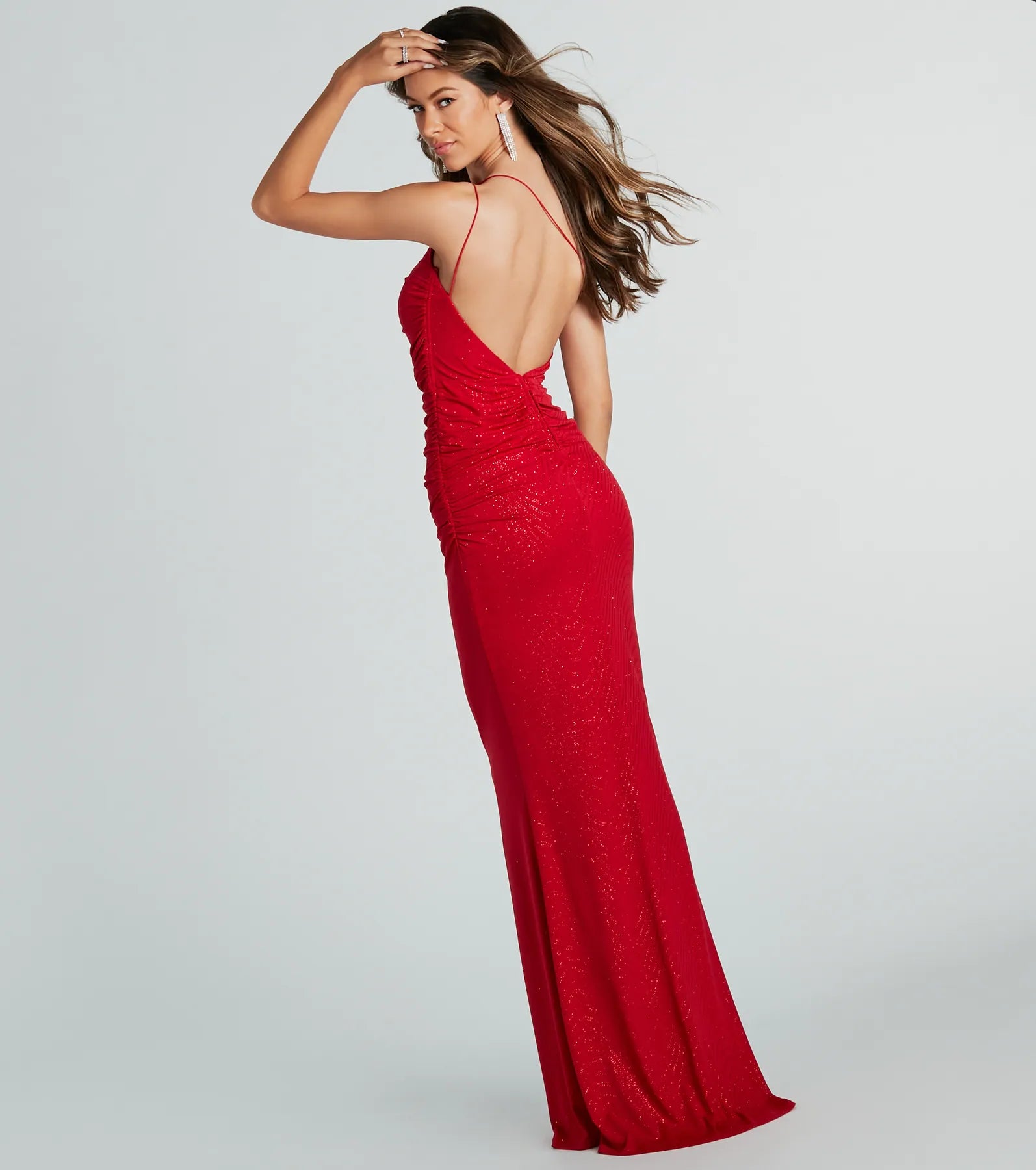 Aileen Formal One-Shoulder Glitter Mermaid Dress - Image 2