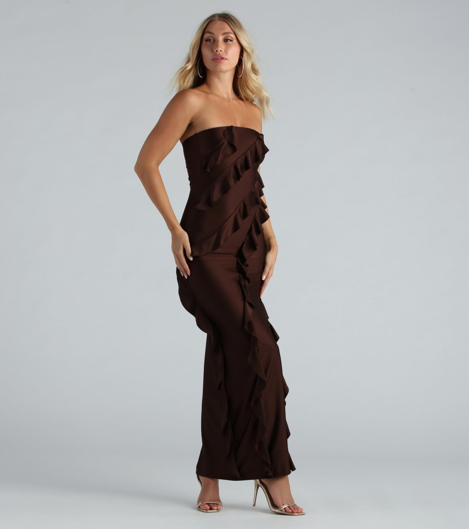 Shayna Formal Strapless Ruffled Long Dress - Image 3