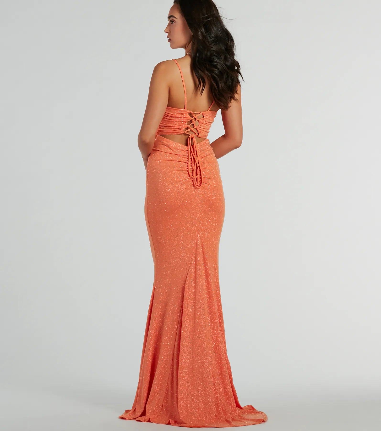 Colleen Lace Up Mermaid Glitter Formal Dress - Image 2