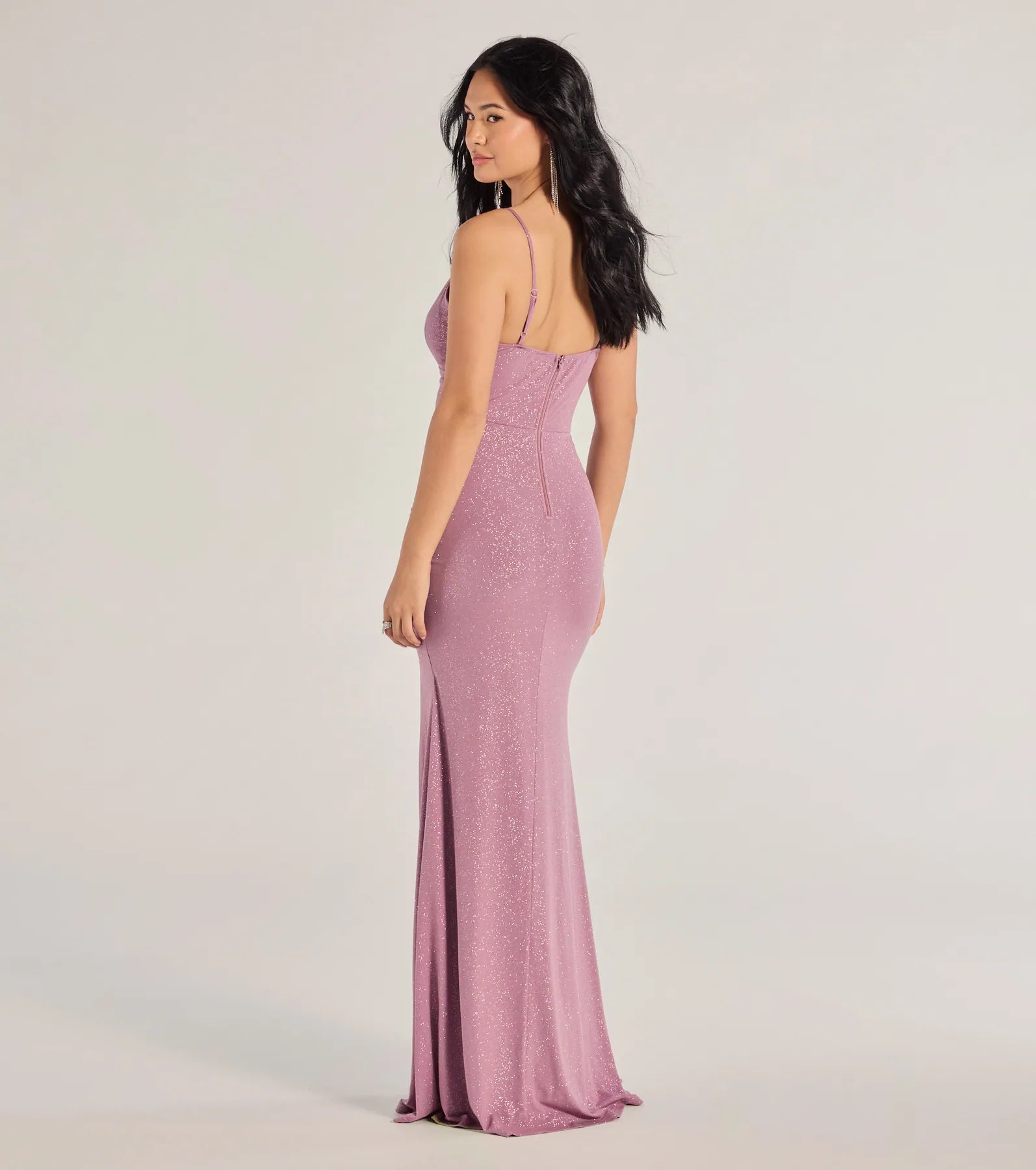 Melinda V-Neck Slit Mermaid Glitter Formal Dress - Image 10