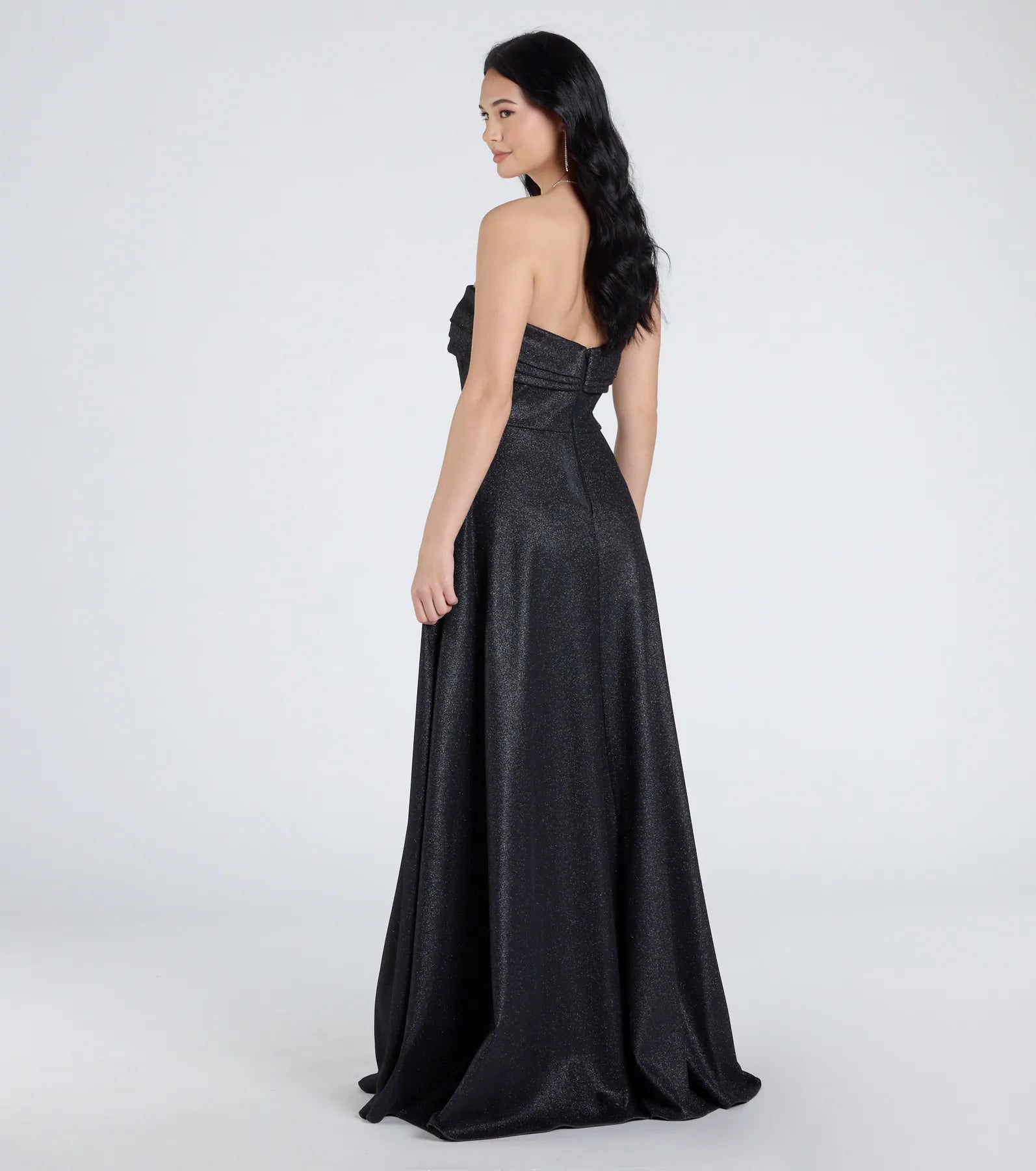 Peyton Strapless Slit A-Line Glitter Formal Dress - Image 7