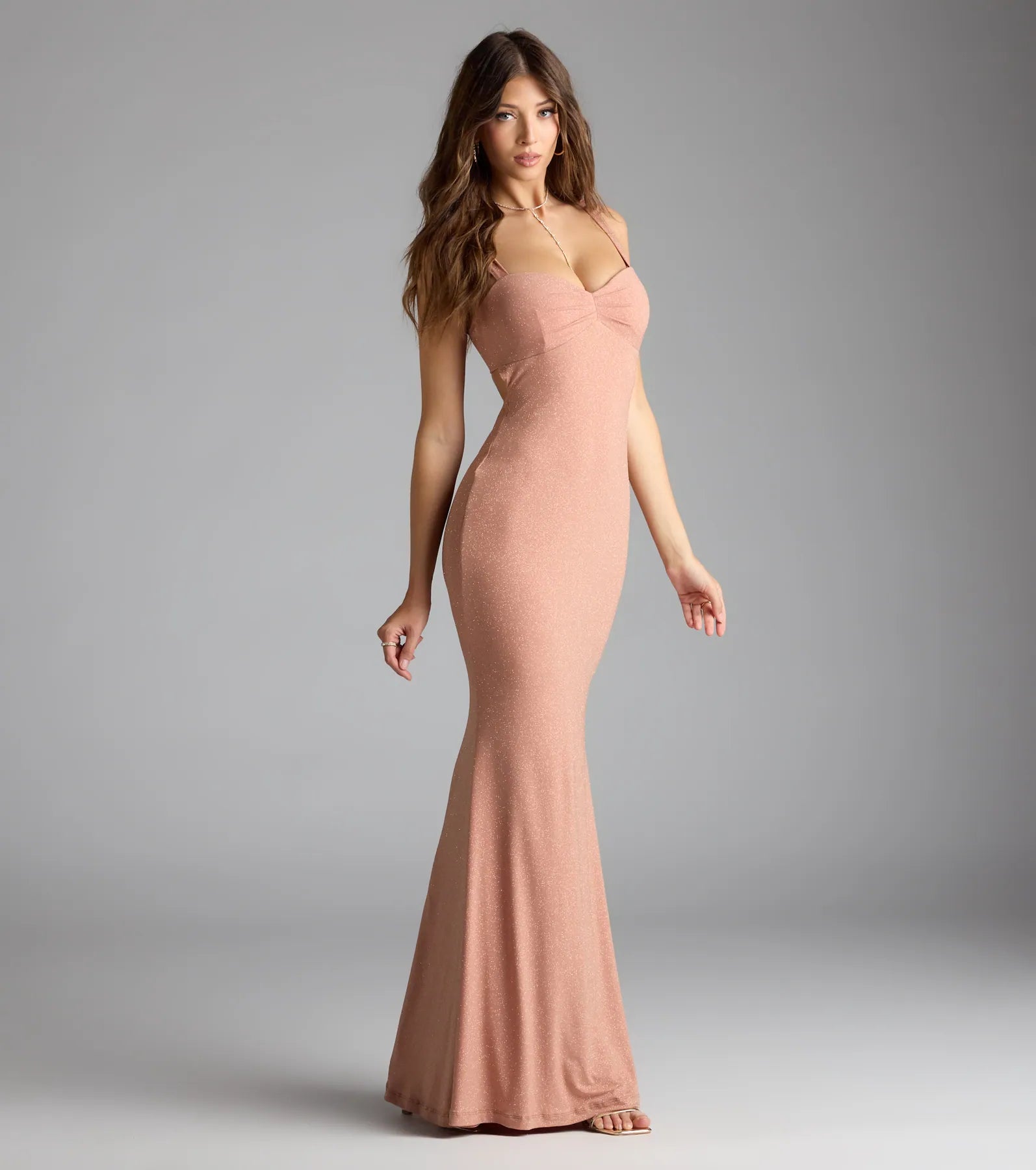 Halie Open Back Mermaid Glitter Formal Dress - Image 4