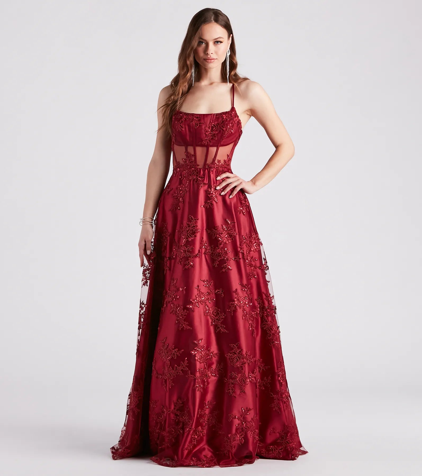 Monica Sequin Embroidered Lace Ball Gown - Image 5