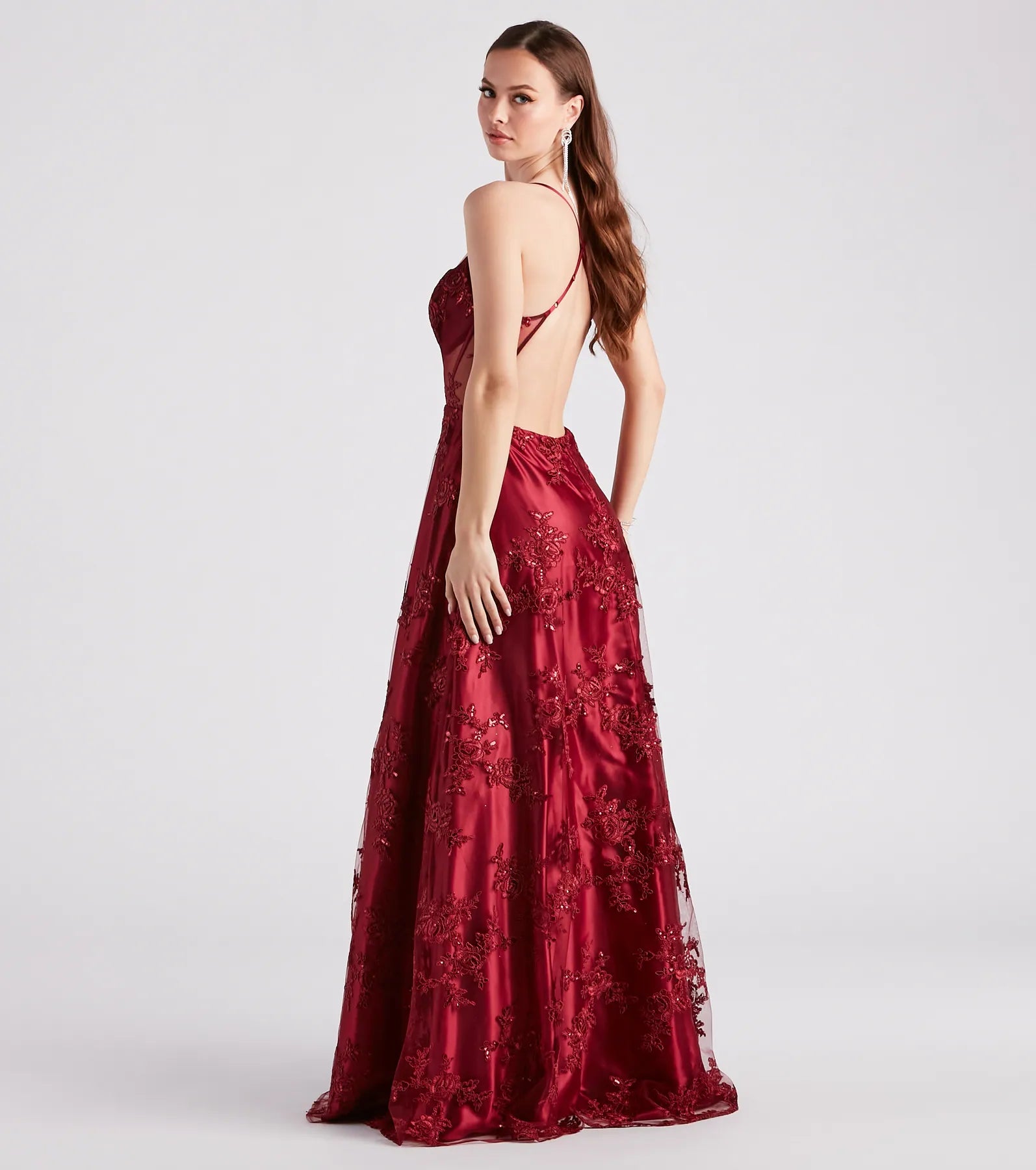 Monica Sequin Embroidered Lace Ball Gown - Image 6