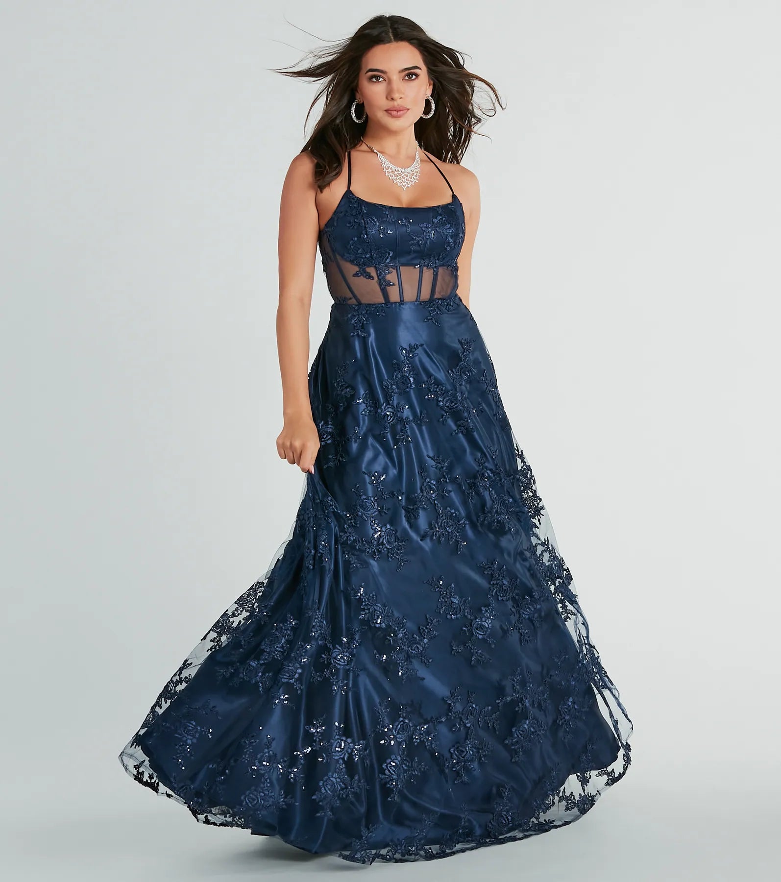 Monica Sequin Embroidered Lace Ball Gown - Image 12