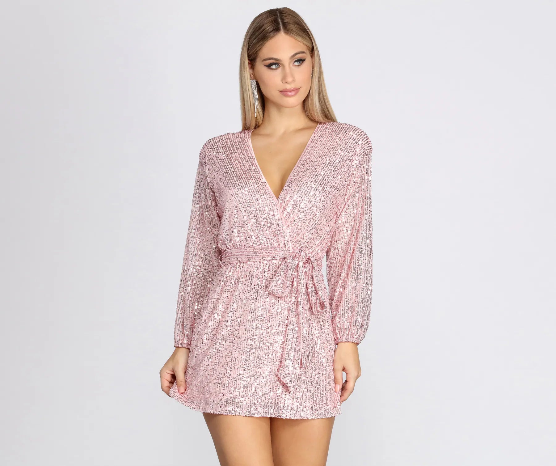 Sequin Dreams Wrap Mini Dress - Image 5