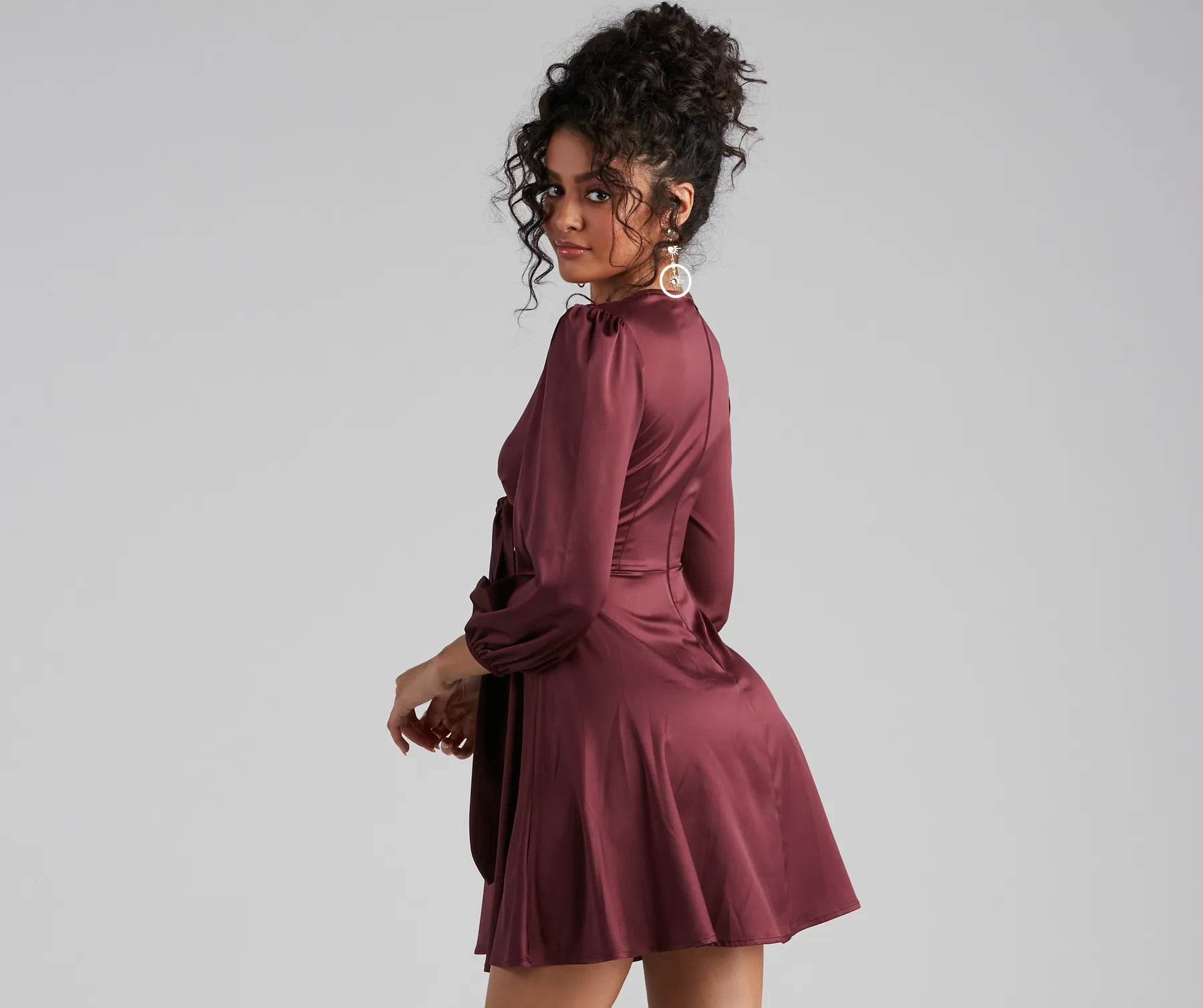 Sleek Satin Tie-Front Mini Dress - Image 6