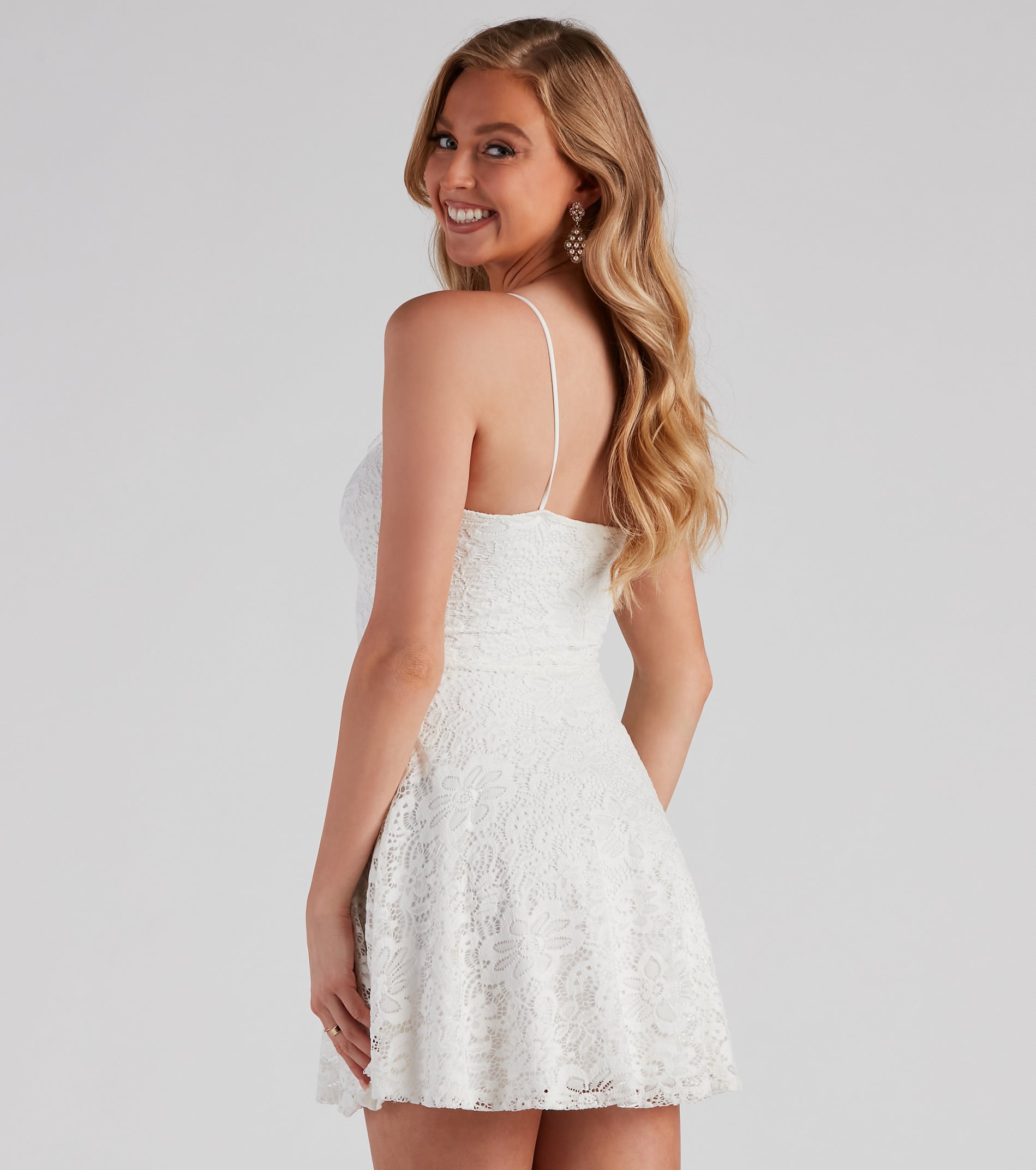 Celebratory Lace Skater Dress - Image 4