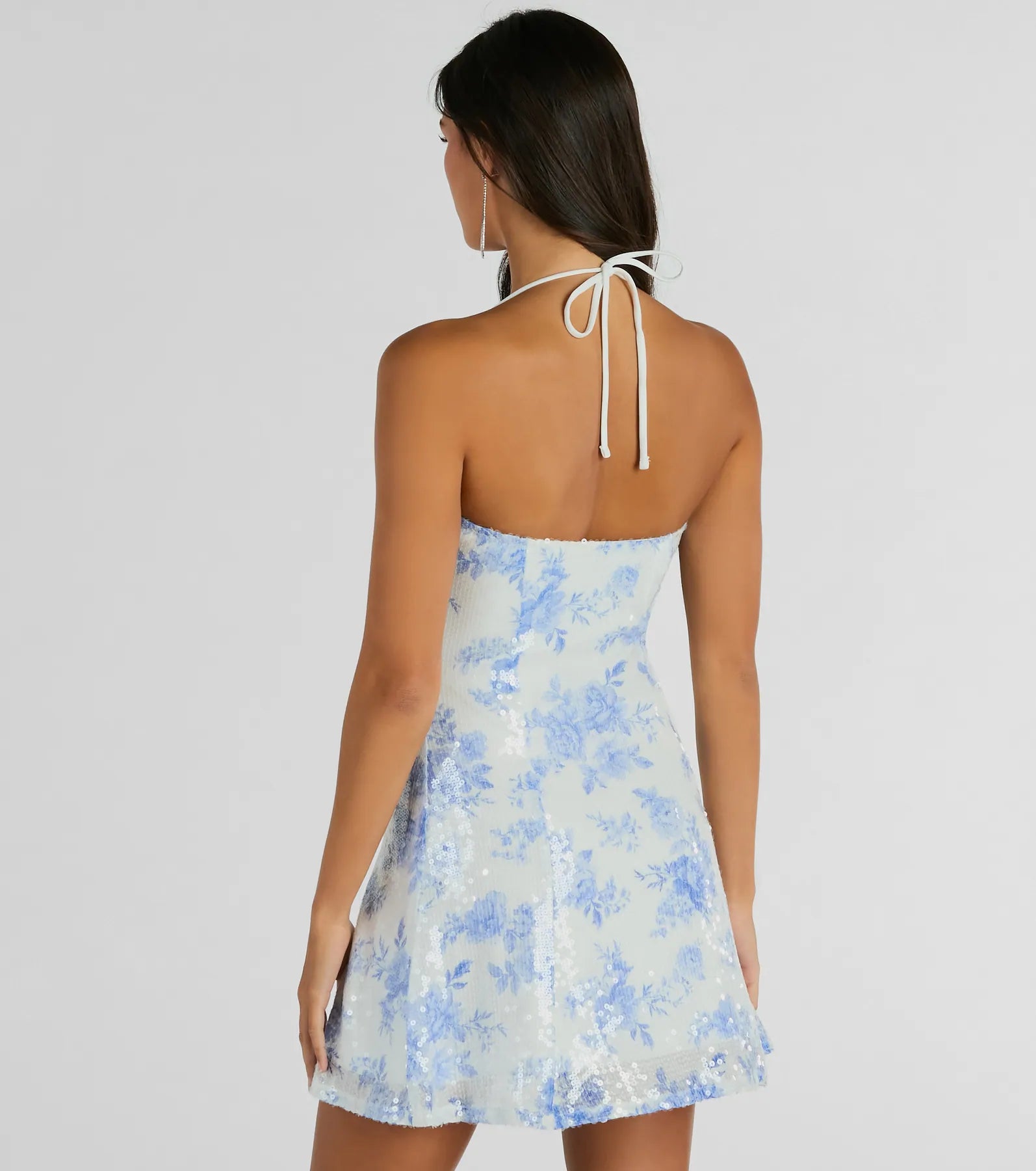 Sparkly Excellence Floral Sequin Mini A-Line Dress - Image 2